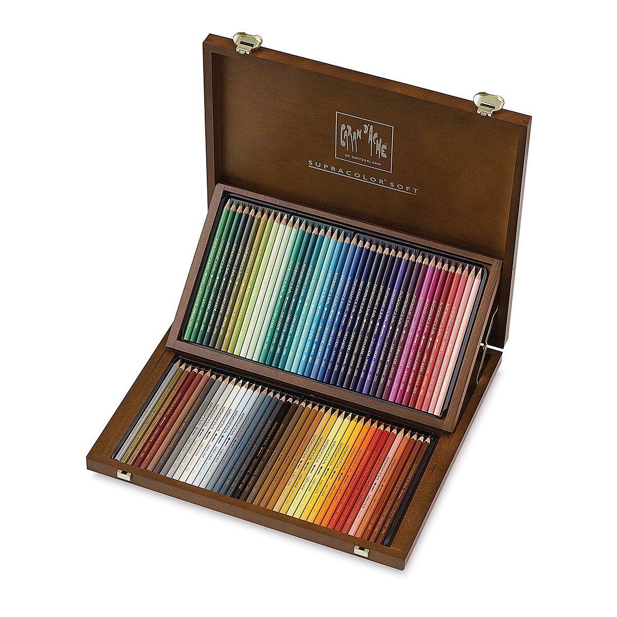 Caran d'Ache Supracolor Soft Aquarelle Pencil Set - Set of 80, Wood Box, Assorted Colors