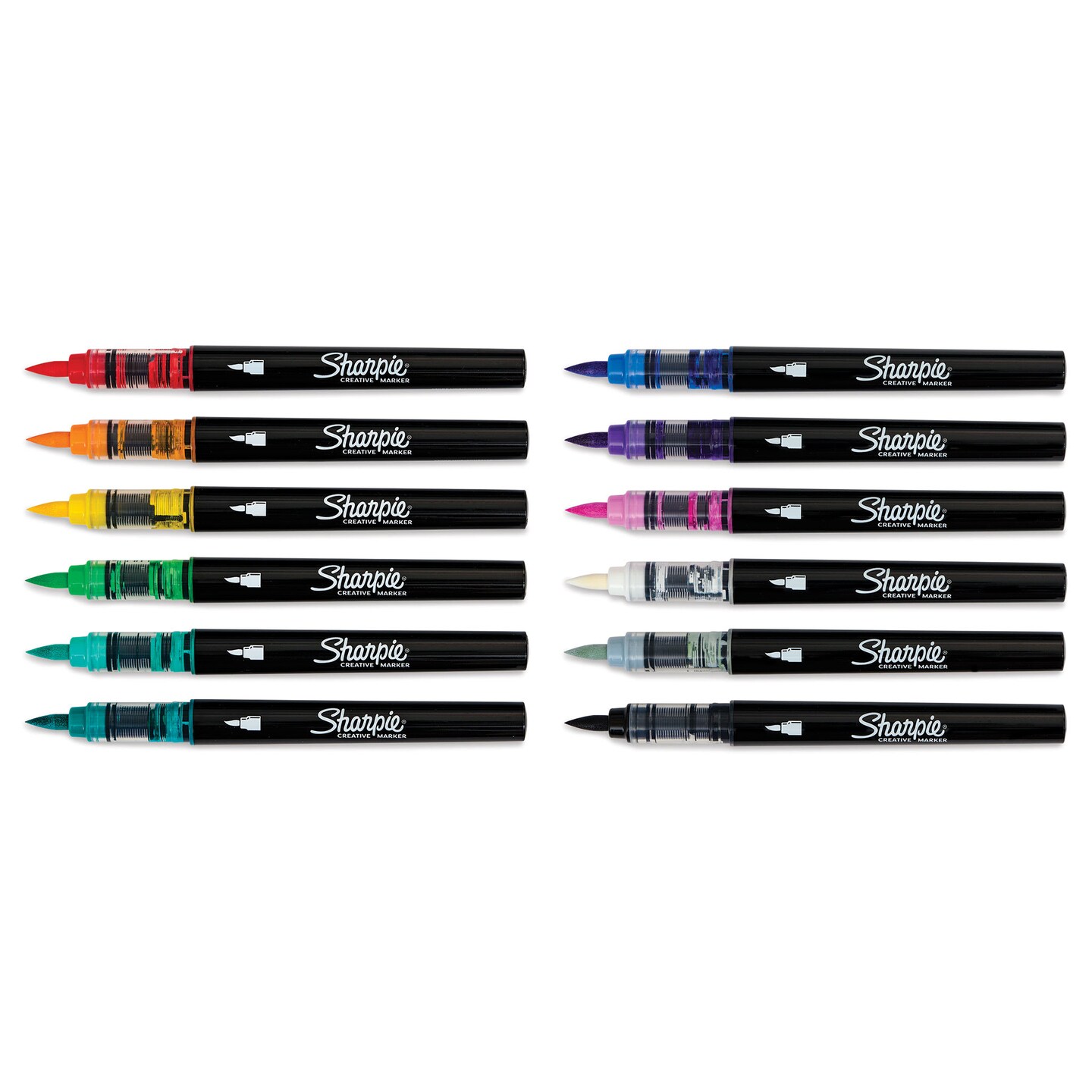 Sharpie Creative Acrylic Markers - Set of 12, Classic Colors, Brush Tip