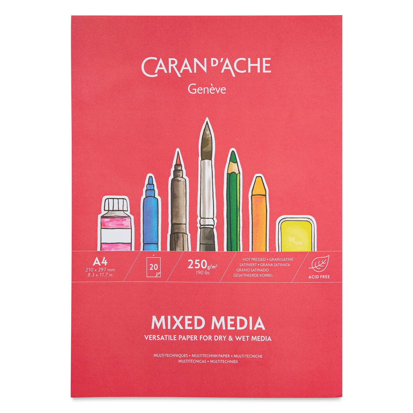 Caran d'Ache Mixed Media Pad - 8-1/4" x 11-3/4", 190 lb, 20 Sheets