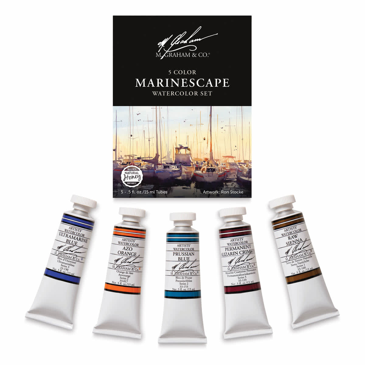 M. Graham Artists' Watercolor Set - Set of 5, Marinescape, 15 ml