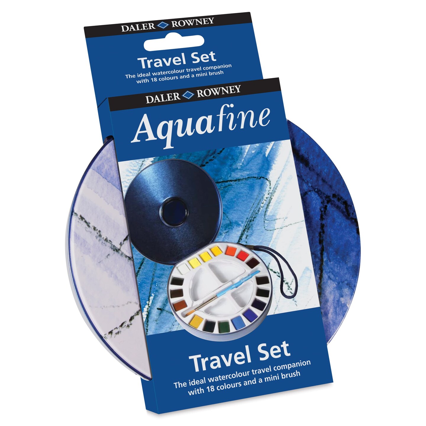 Daler-Rowney Aquafine Watercolors - Set of 18 Travel, Assorted Colors, Half Pan