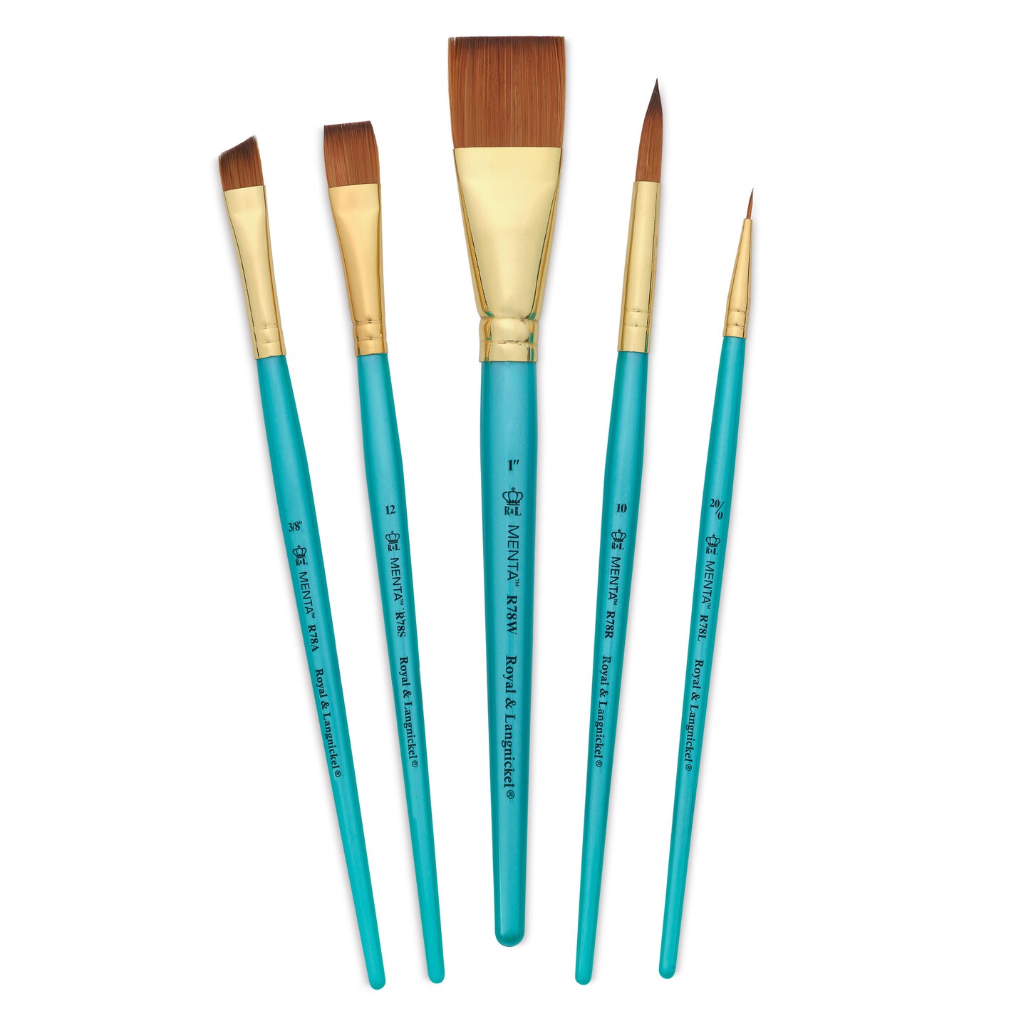 Royal & Langnickel Menta Synthetic Sable Brushes - Set of 5, Shader Variety