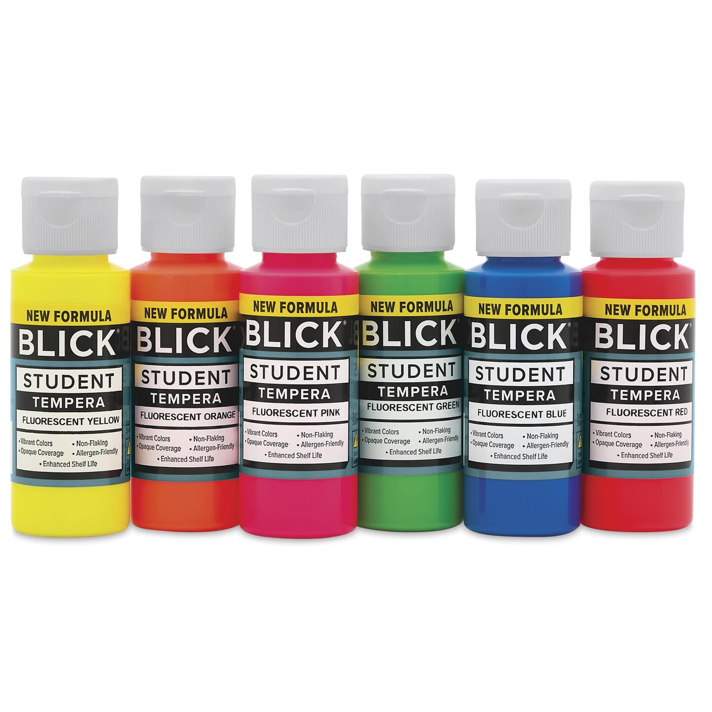 Blick Student Tempera Paints - Set of 6, Fluorescent Colors, 2 oz