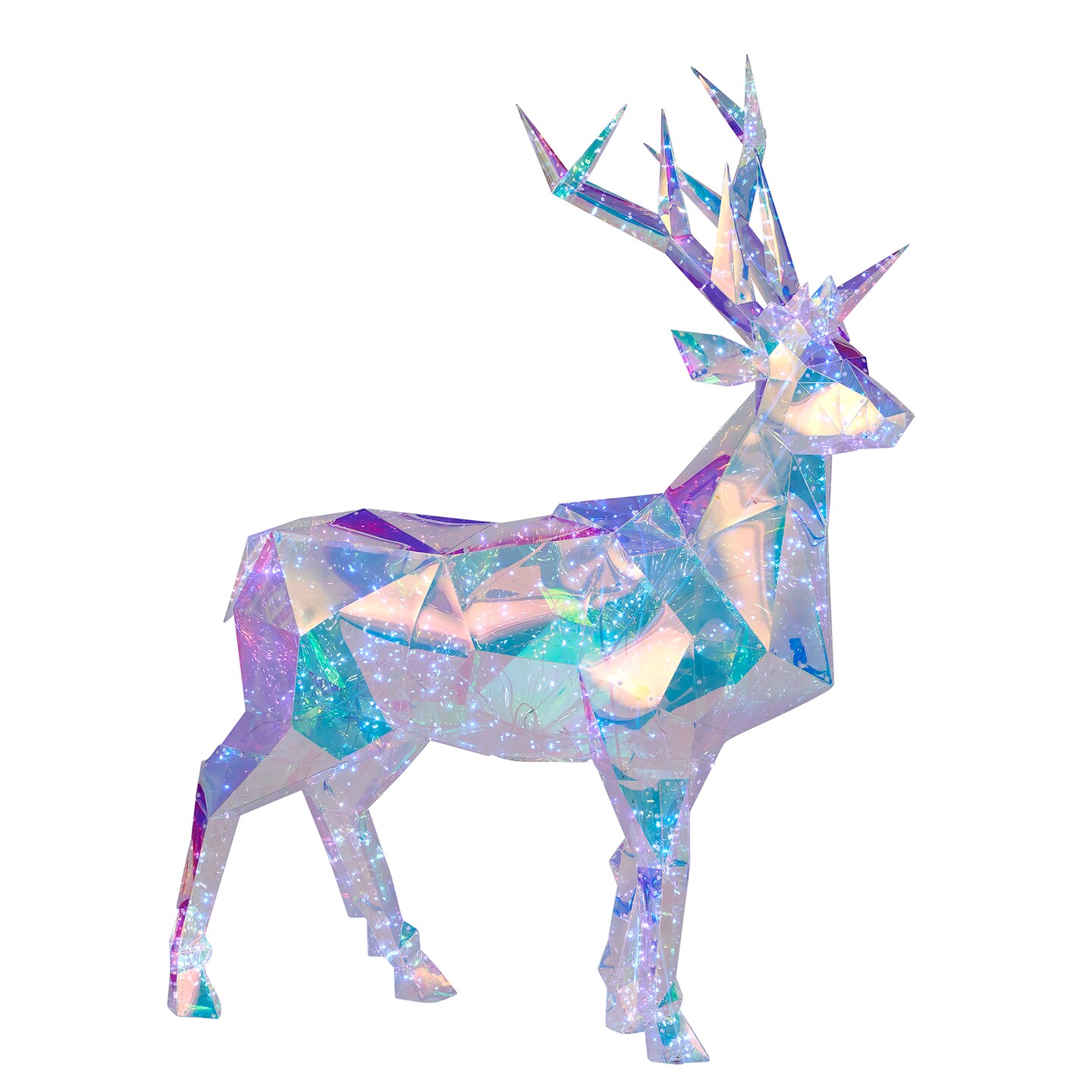 Christmas Prismatic Iridescent Christmas Deer 57&#x22;, LED lights
