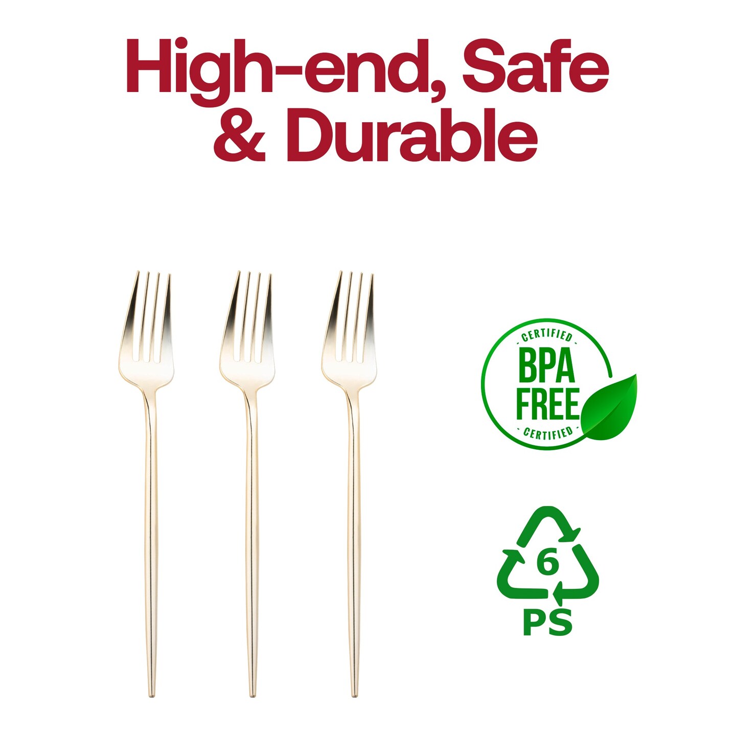 Shiny Gold Moderno Disposable Plastic Dinner Forks (300 Forks)
