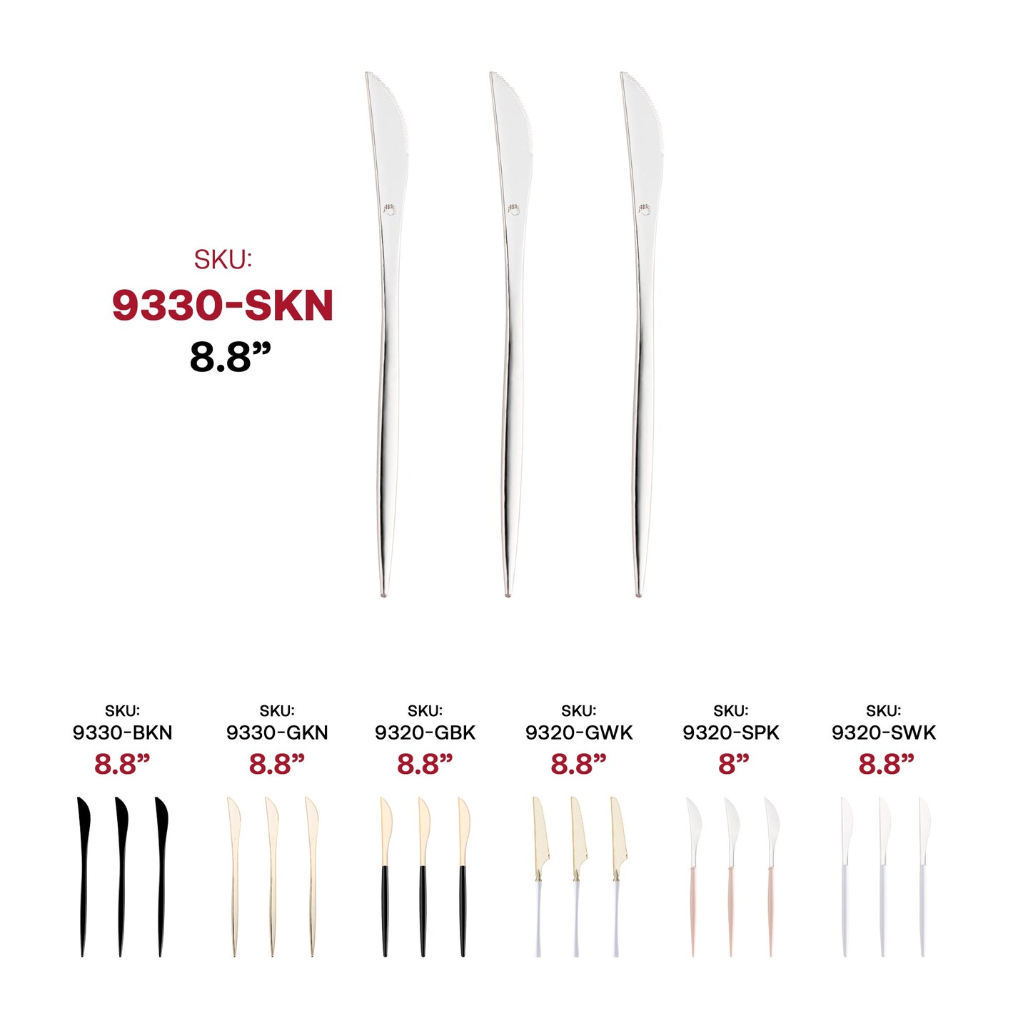 Shiny Silver Moderno Disposable Plastic Dinner Knives (300 Knives)