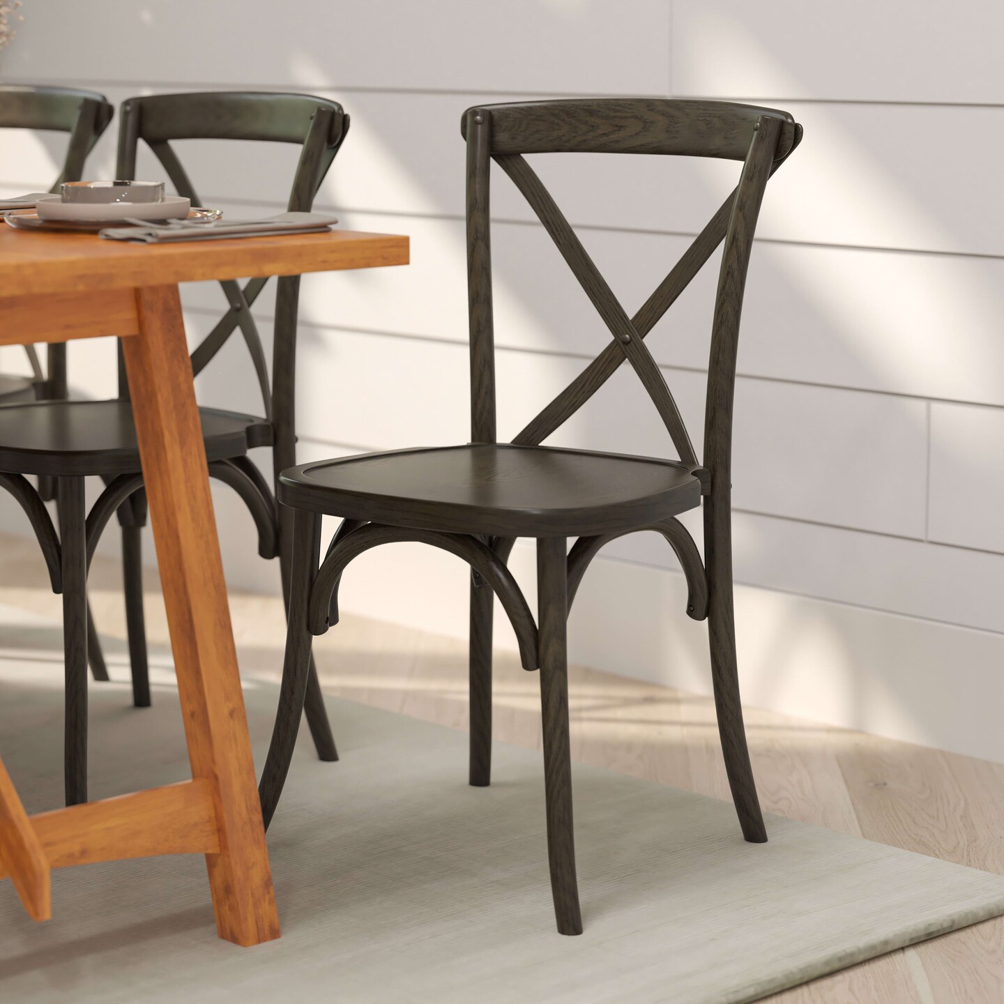 Merrick Lane Davisburg Stackable Wooden Cross Back Bistro Dining Chair