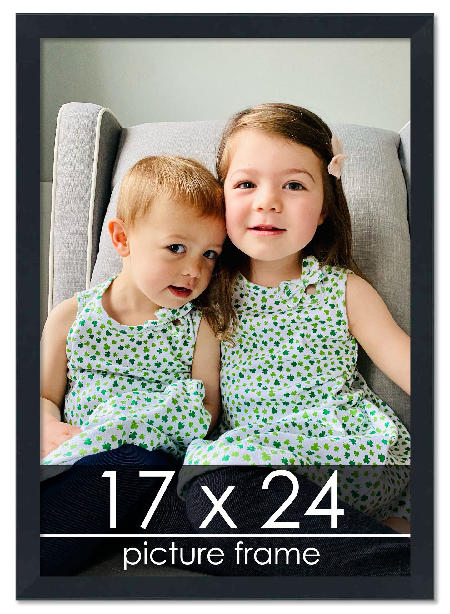 17x24 Slim Profile Black Picture Frame - UV Acrylic, Foam Board Backing, Hanging Hardware