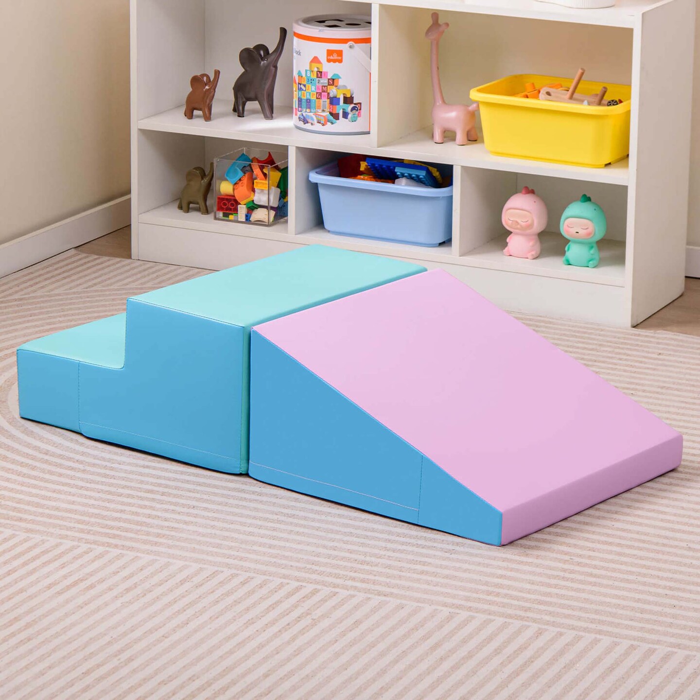 Costway Step and Slide Climber for Infants and Toddlers Baby Soft Foam Structure Blocks Yellow/Blue/Pink/Purple