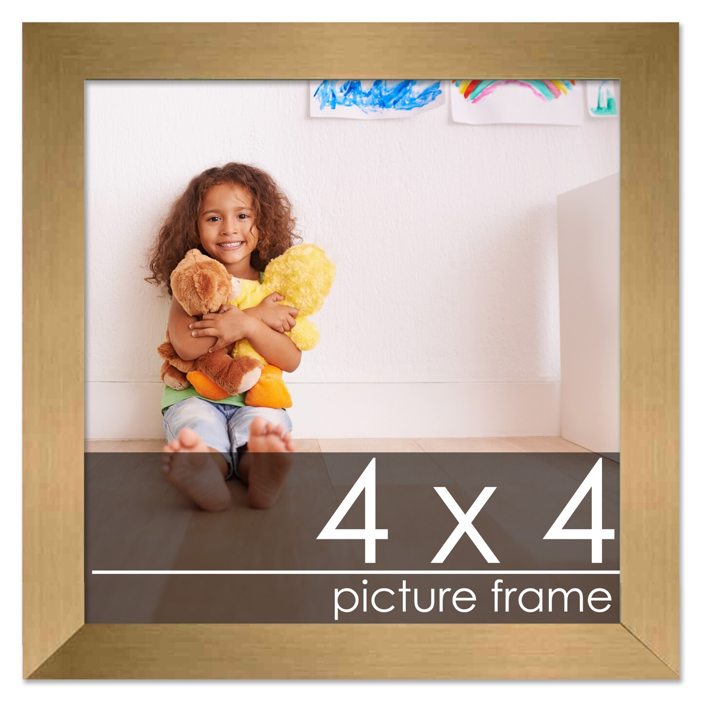 4x4 Solid Wood Picture Frame with UV-Resistant Acrylic &#x26; Acid-Free Backing, Available in 6 Finishes: Matte Black, Matte White, Metallic Bronze, Silver, Natural Wood Grain &#x26; Mahogany
