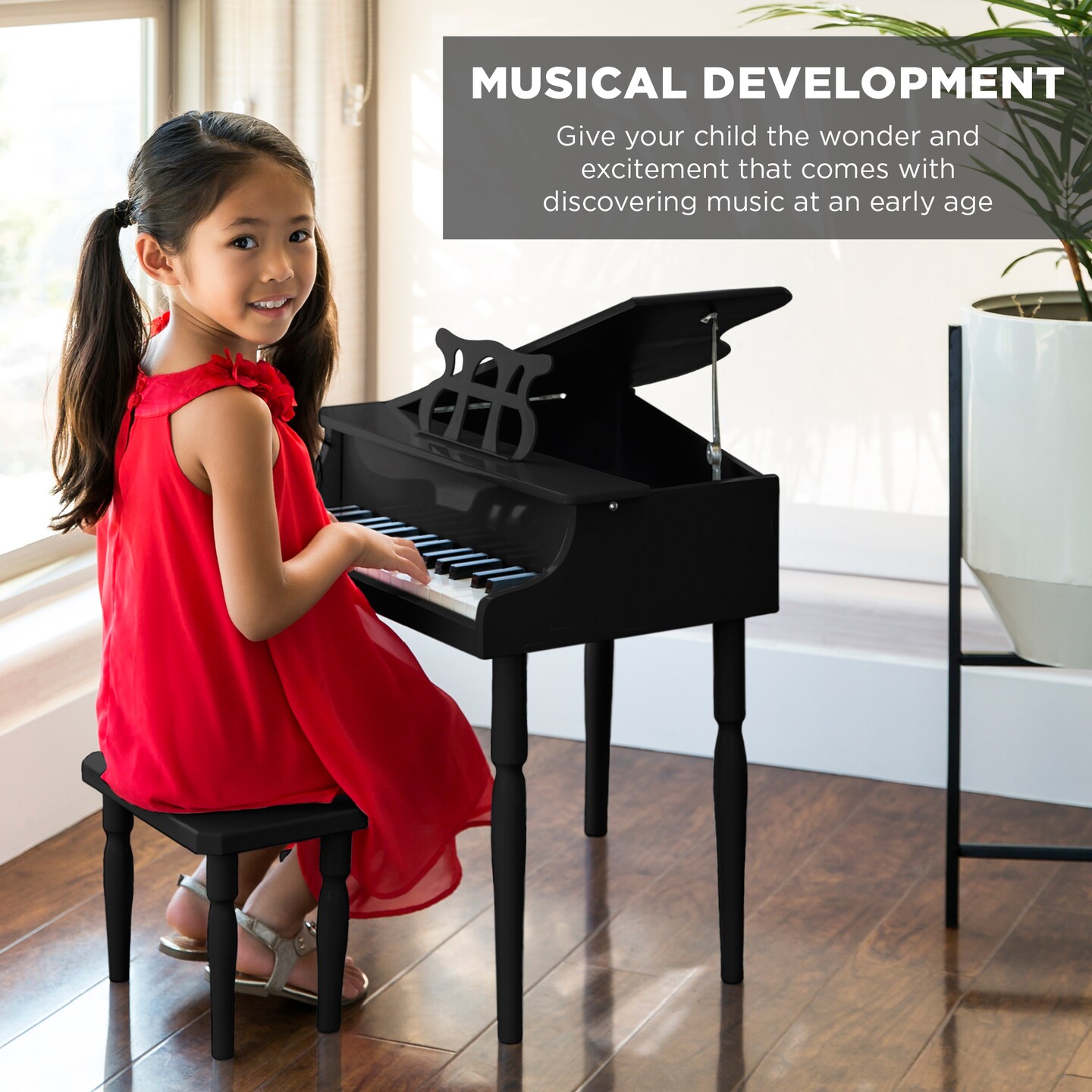 Best Choice Products Kids Classic 30-Key Mini Piano w/ Lid, Bench, Folding Music Rack, Song Book, Stickers