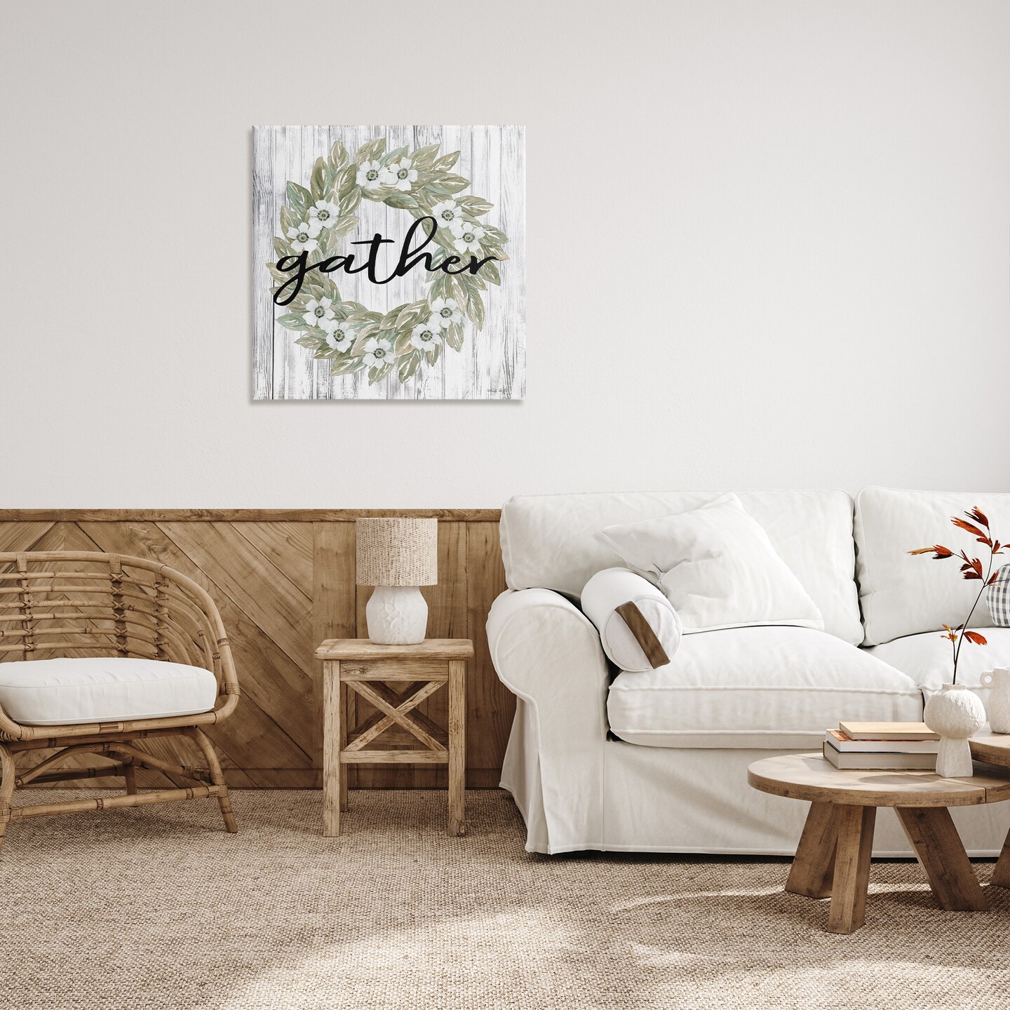 Stupell Industries Gather Greenery Wreath Canvas Wall Art