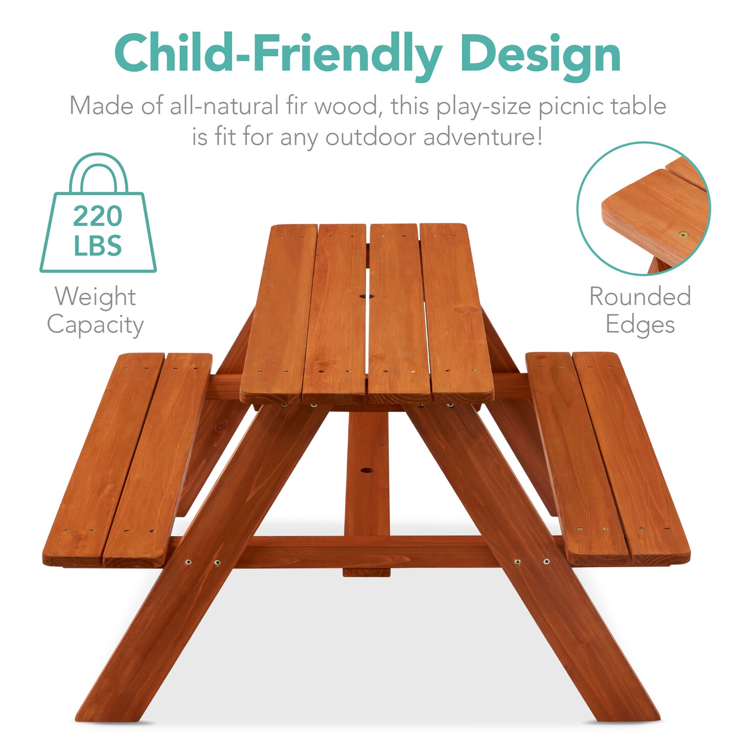 Best Choice Products Kids Wooden Picnic Table, Outdoor Activity Table w/ Adjustable Umbrella, Seats