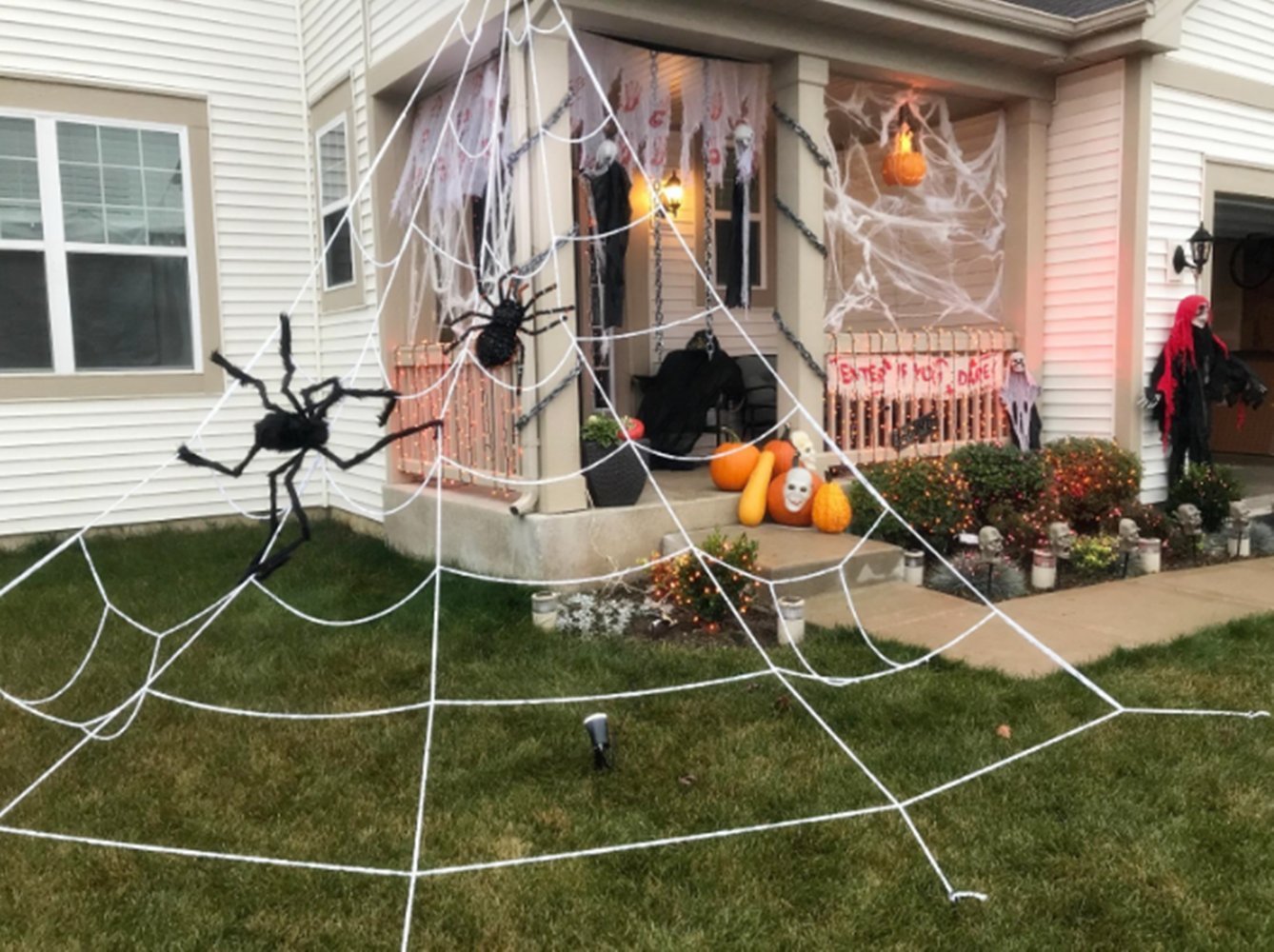 4.9 Ft Black Soft Hairy Scary Spider for Halloween Outdoor Yard &#x26; Indoor Decoration