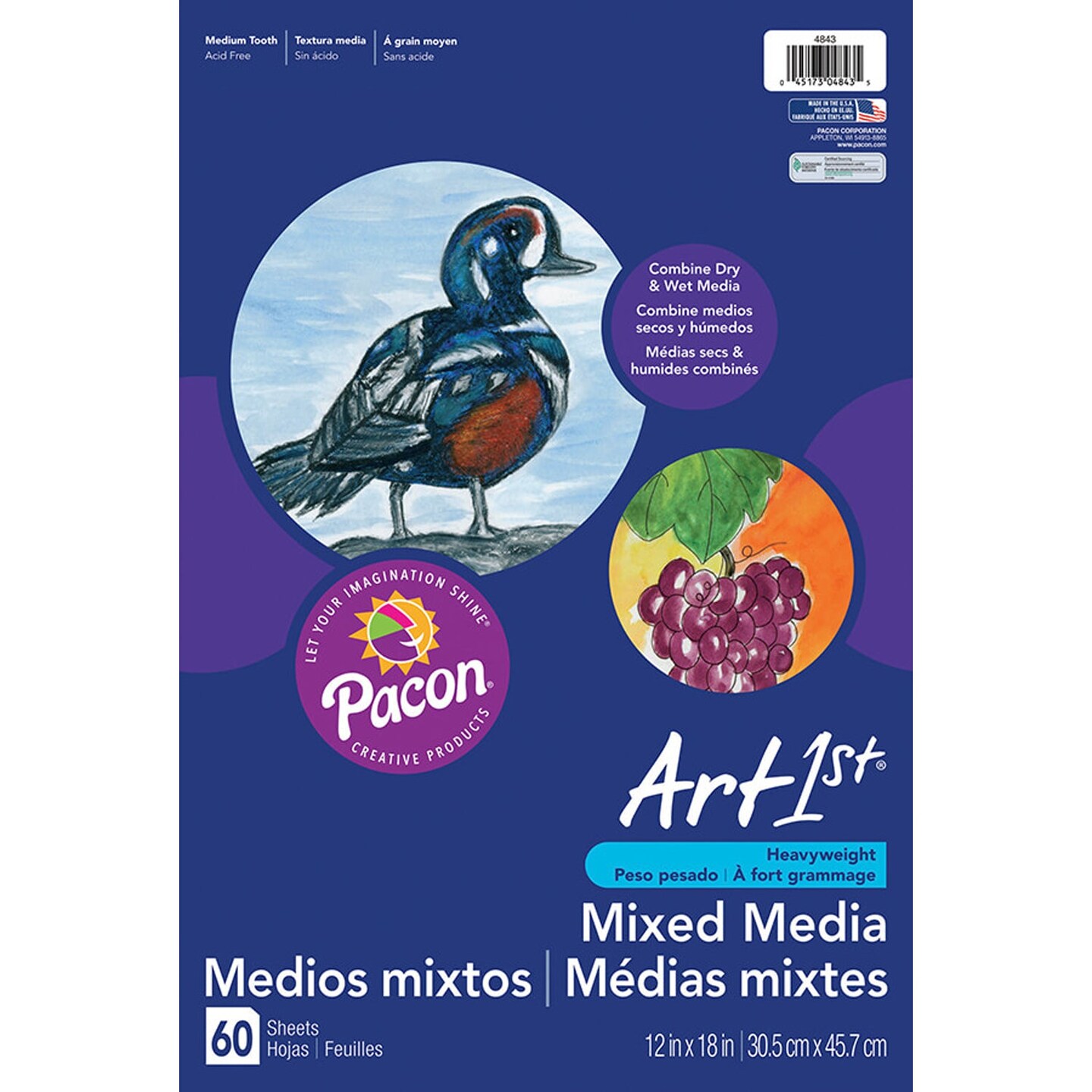 Mixed Media Art Paper, Heavyweight, 12&#x22; x 18&#x22;, 60 Sheets