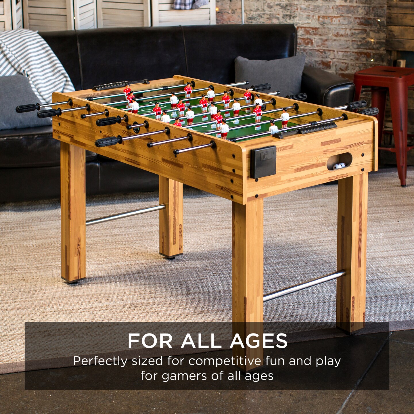 Best Choice Products 48in Competition Sized Foosball Table for Home, Game Room w/ 2 Balls, 2 Cup Holders