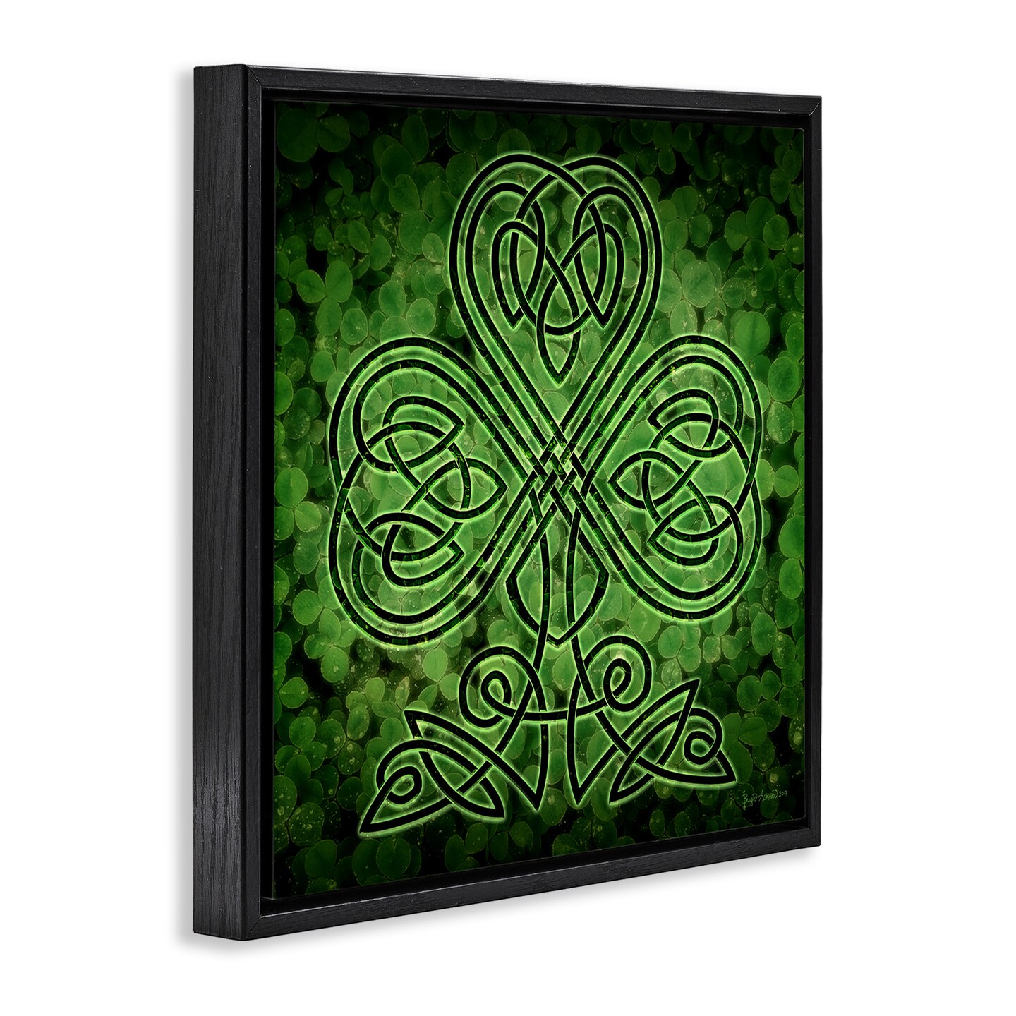 Stupell Industries Green Celtic Shamrock Knot Framed Floater Canvas Wall Art