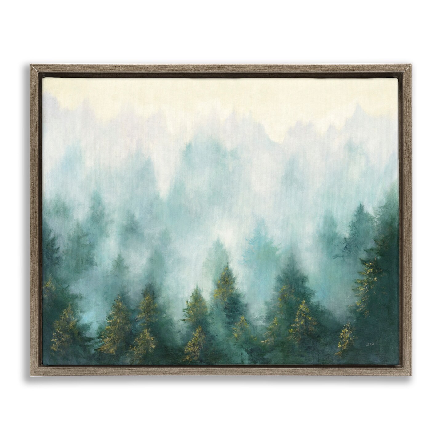 Stupell Industries Abstract Pine Forest with Mist Framed Floater Canvas Wall Art