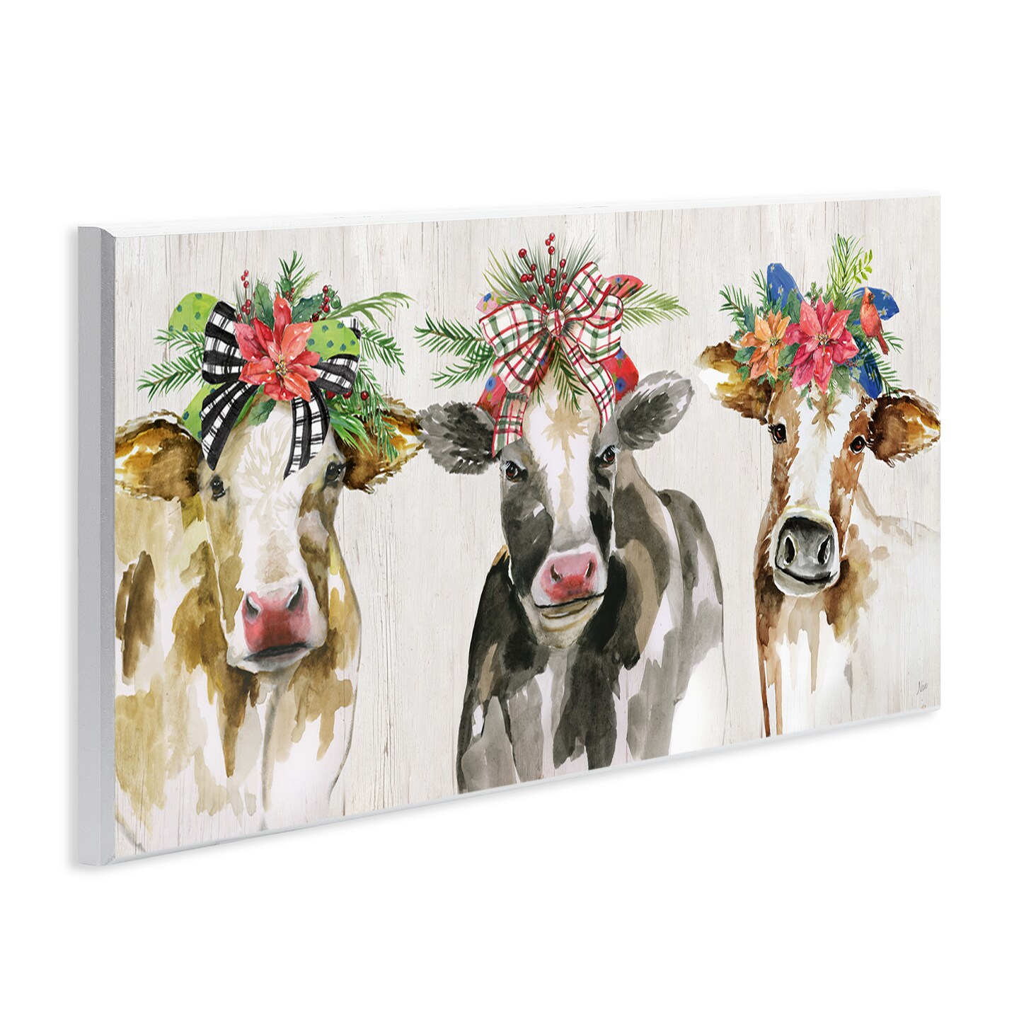 Stupell Industries Three Cows Seasonal Floral Crowns Wall Plaque Art