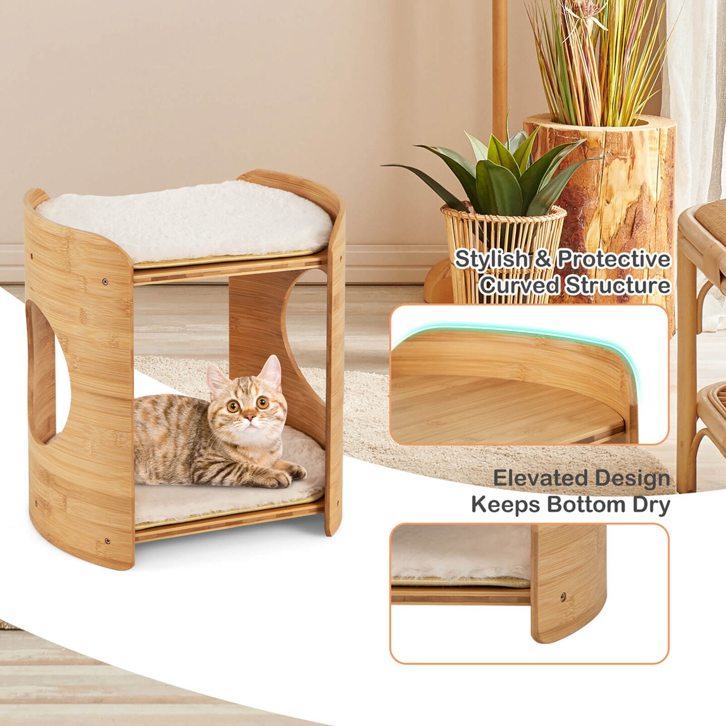 Bamboo cat bed best sale