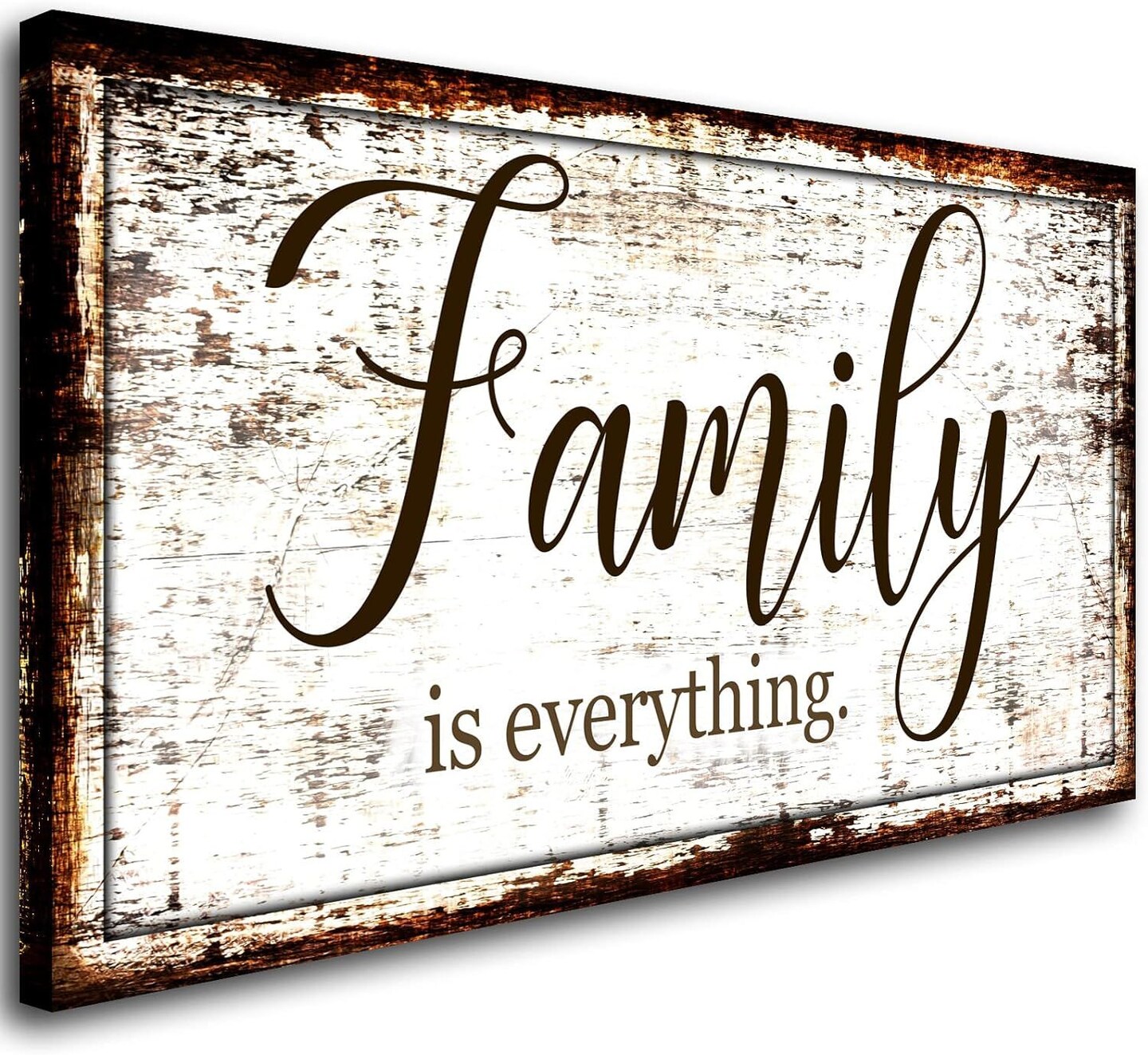 Family is Everything Wall Decor - Rustic Family Quote Canvas Print for Farmhouse - Retro Artwork for Living Room, Bedroom, Dining Room, Office - 20&#x22;x40