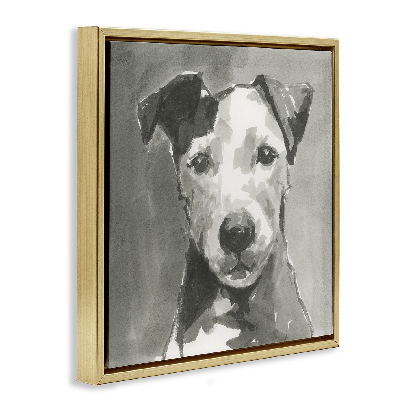 Stupell Industries Muted Dog with Quiet Expression Framed Floater Canvas Wall Art