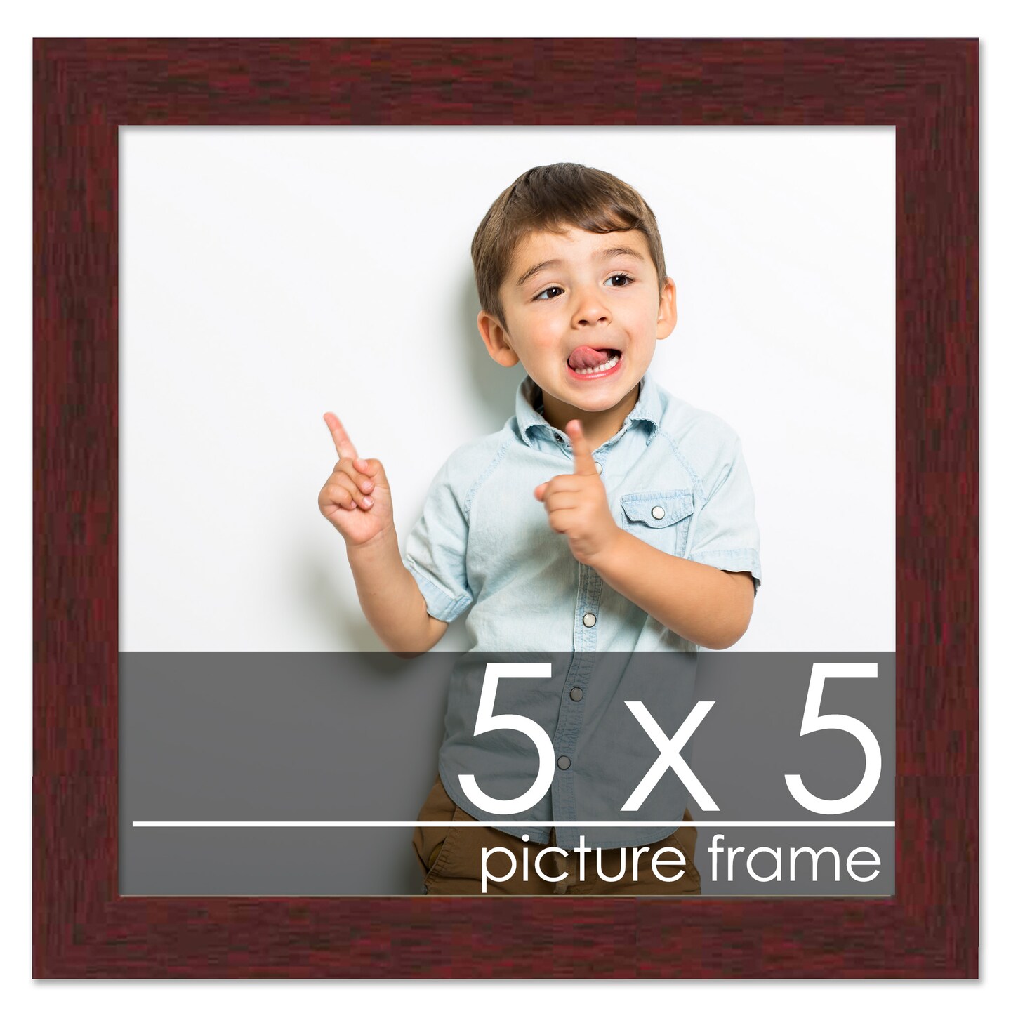 5x5 Solid Wood Picture Frame with UV-Resistant Acrylic &#x26; Acid-Free Backing, Available in 6 Finishes: Matte Black, Matte White, Metallic Bronze, Silver, Natural Wood Grain &#x26; Mahogany