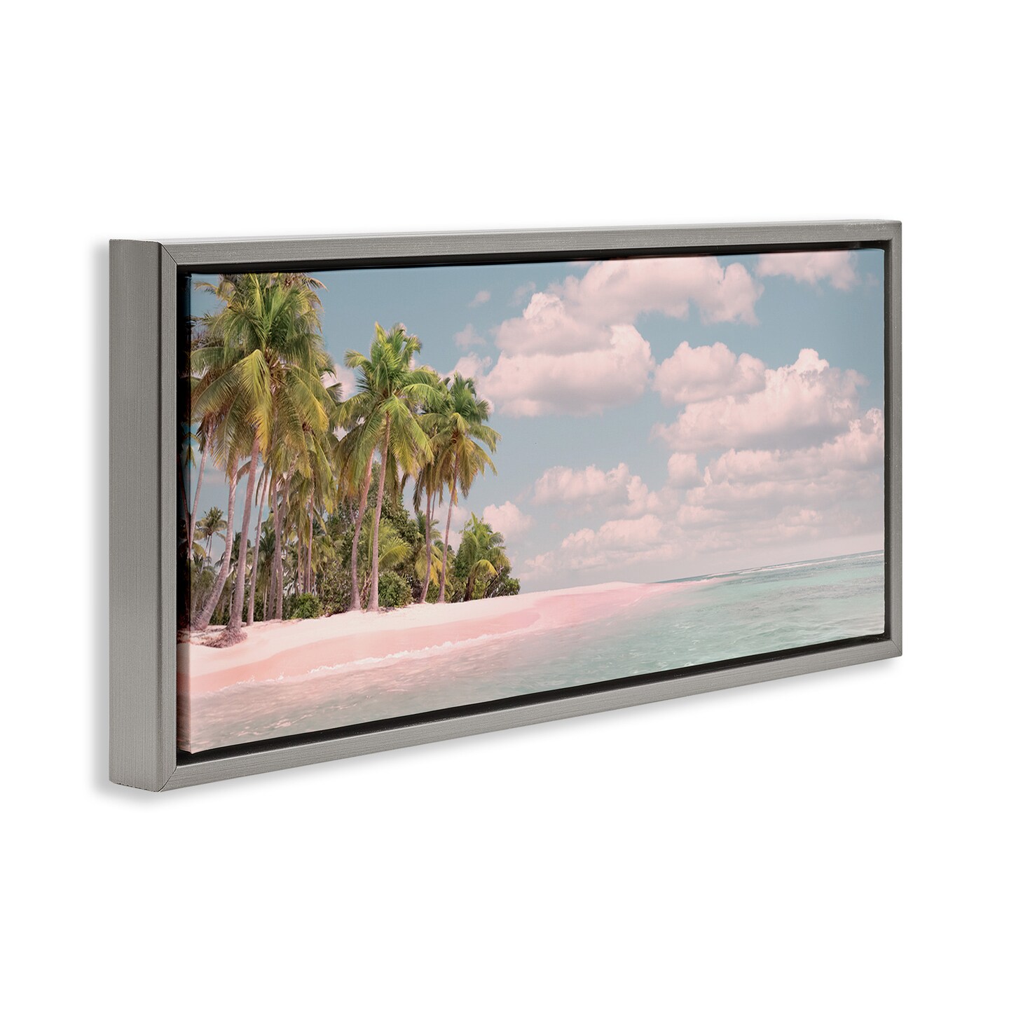 Stupell Industries Clear Water Tropical Beach Coast Framed Floater Canvas Wall Art