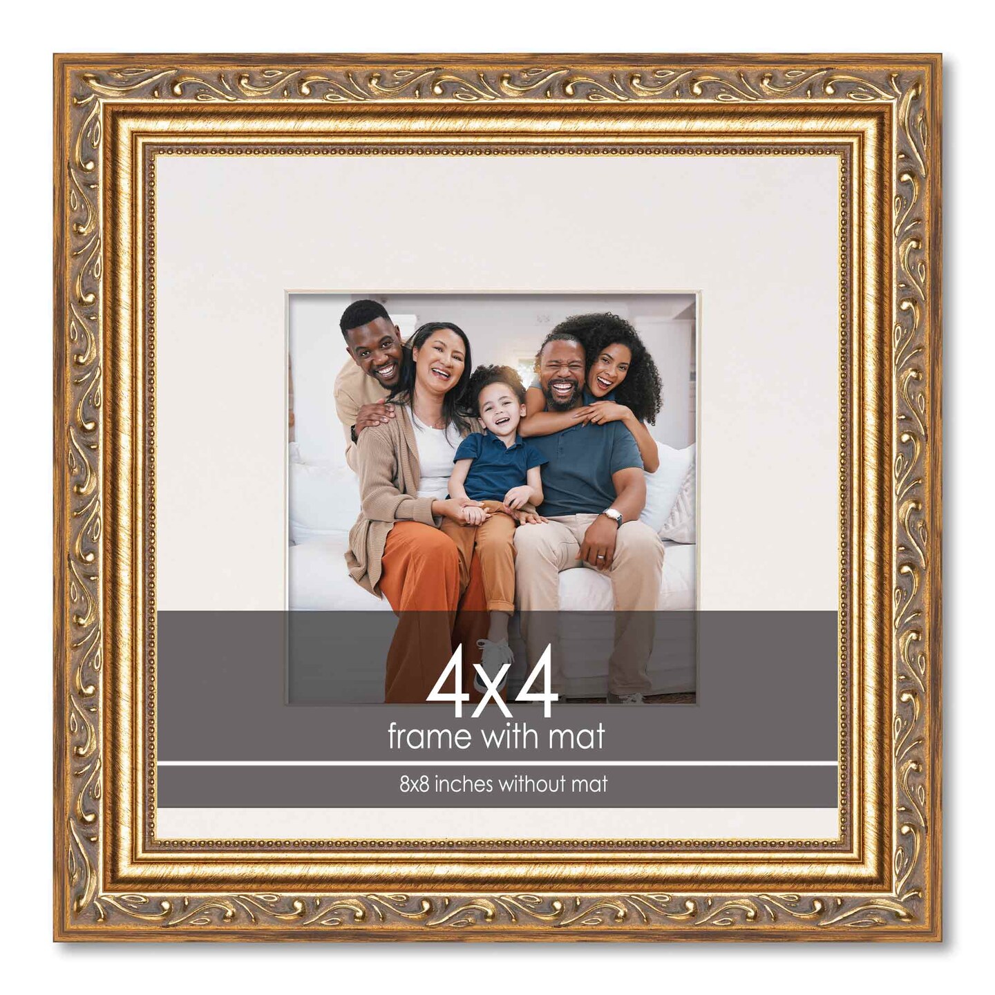 Antique Gold Frame with White Photo Mat, UV Acrylic Front, Foam Board ...
