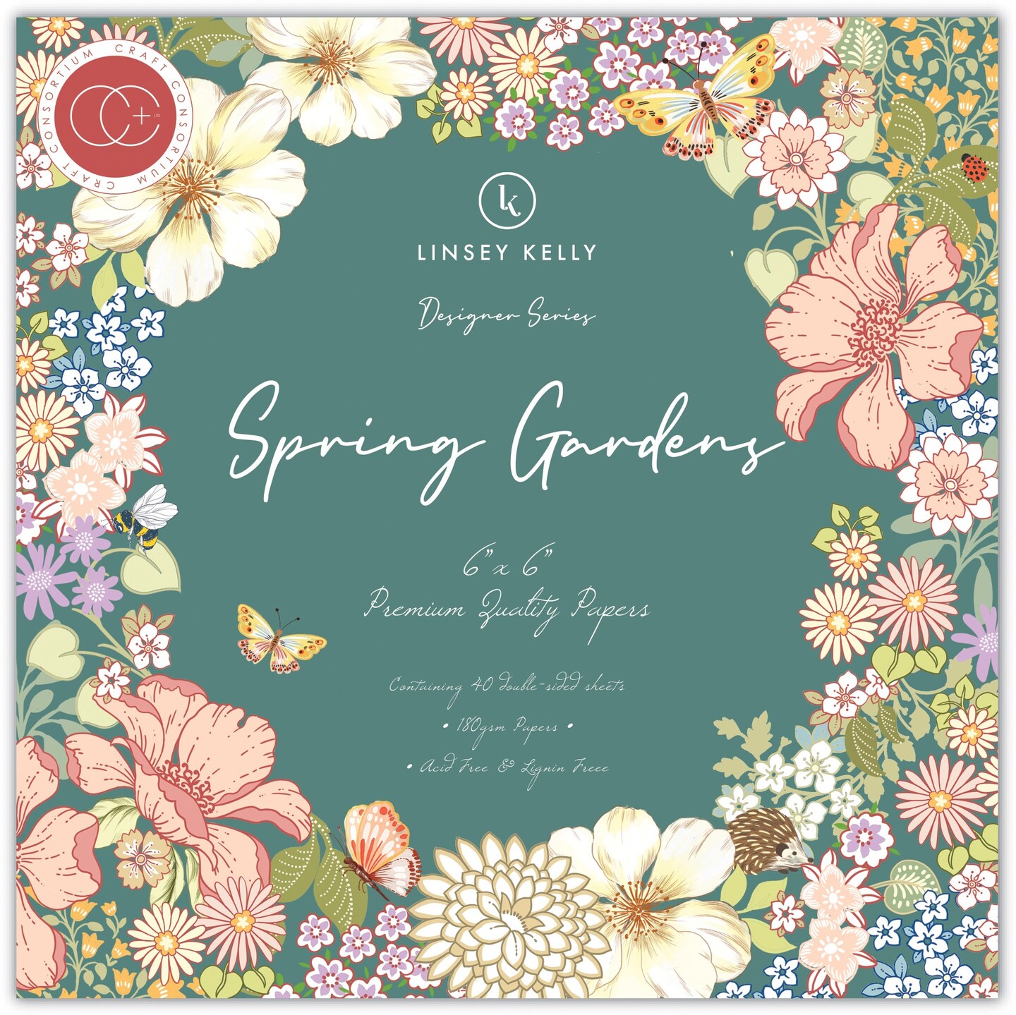 Craft Consortium Double-Sided Paper Pad 6&#x22;X6&#x22; 40/Pkg-Spring Gardens, 20 Designs