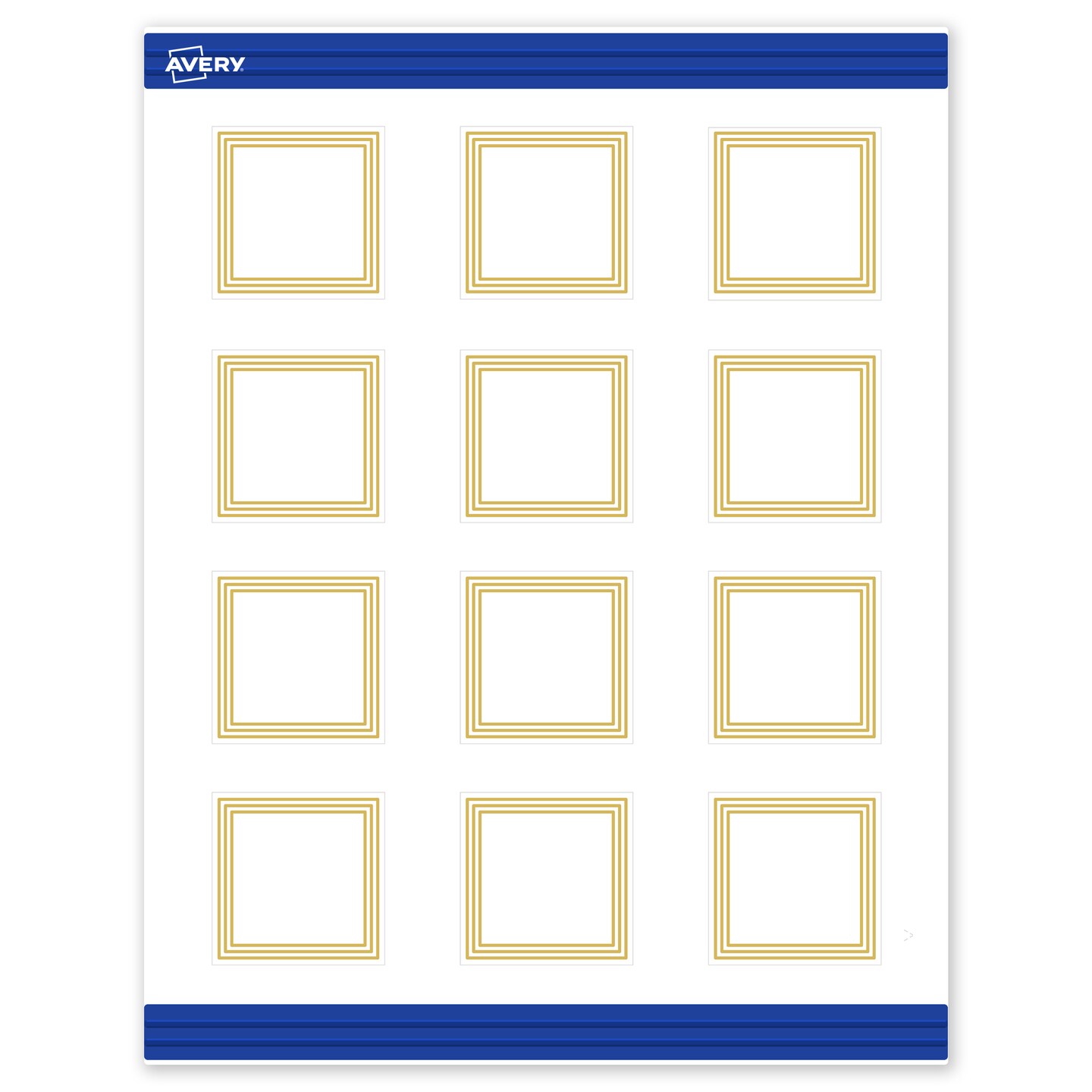 Avery Printable Square Cards, Gold Multi-Lined Border, 2&#x22; x 2&#x22;, Matte White Square Cards, Laser/Inkjet, 120ct, Great for Business Cards