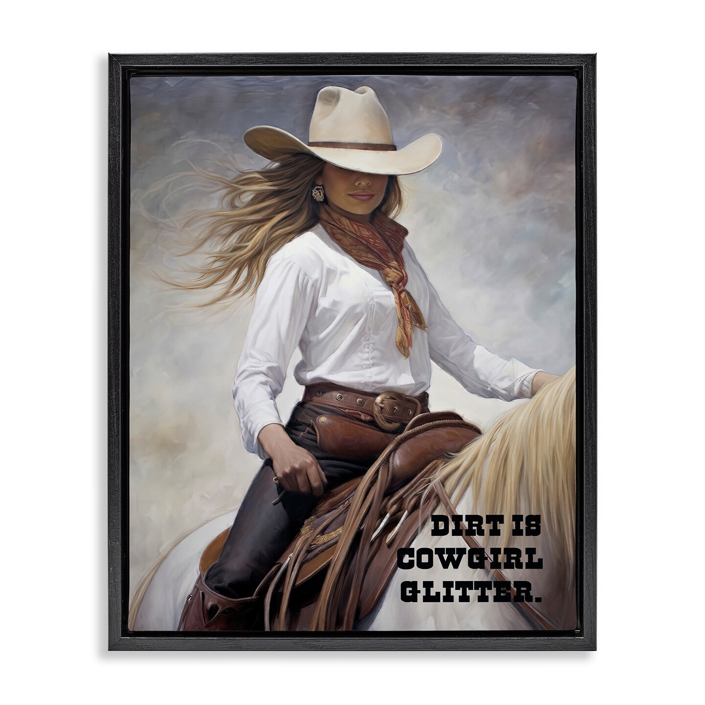 Stupell Industries Dirt Is Cowgirl Glitter Framed Floater Canvas Wall Art Design by Sasha
