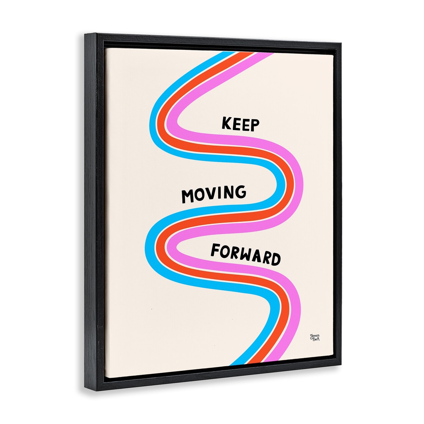 Stupell Industries Keep Moving Forward Framed Floater Canvas Wall Art Design by Jessica Beck