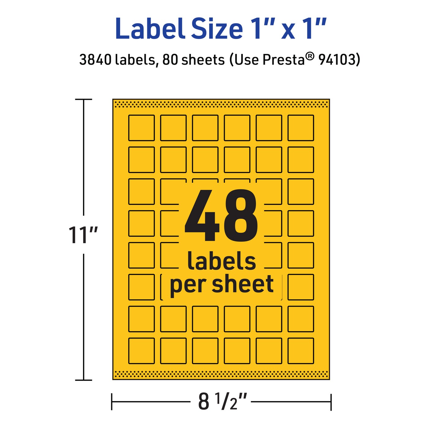 Avery Bright Yellow Paper Labels, 1&#x22; x 1&#x22; Square