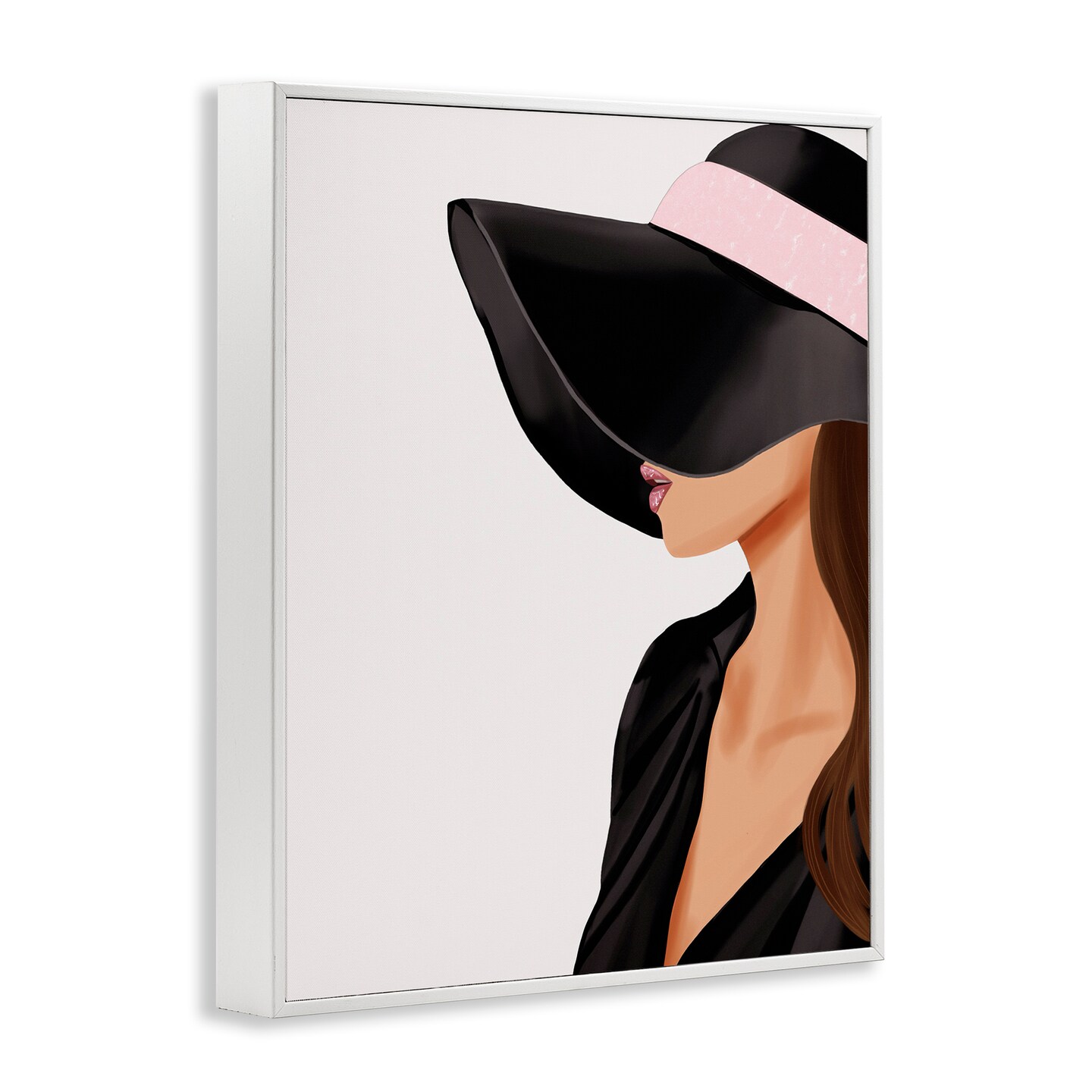 Stupell Industries Shaded Woman Large Hat Framed Giclee Wall Art Design by Saba Rauf
