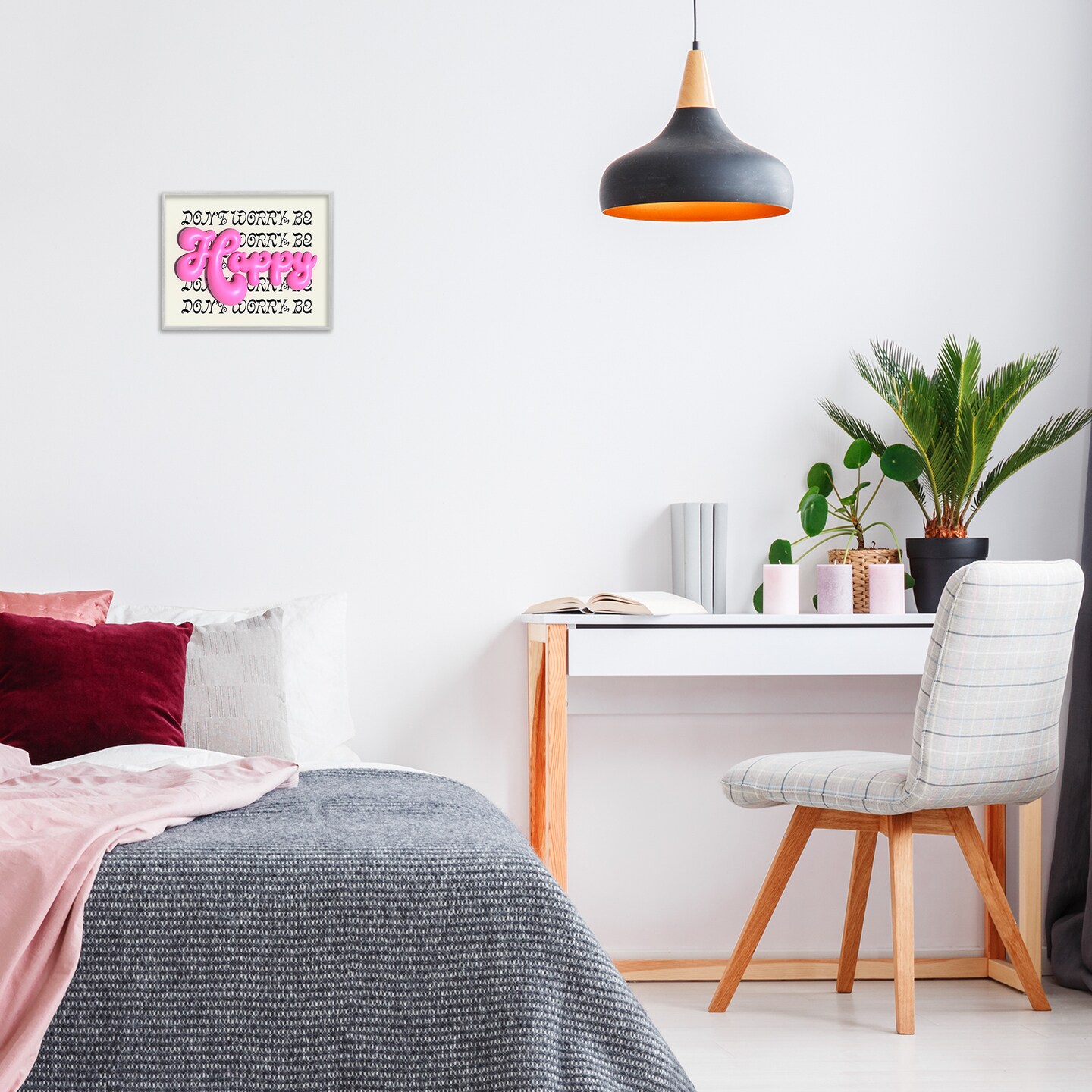 Stupell Industries Bubble Letters Happy Framed Giclee Wall Art Design by Victoria Barnes