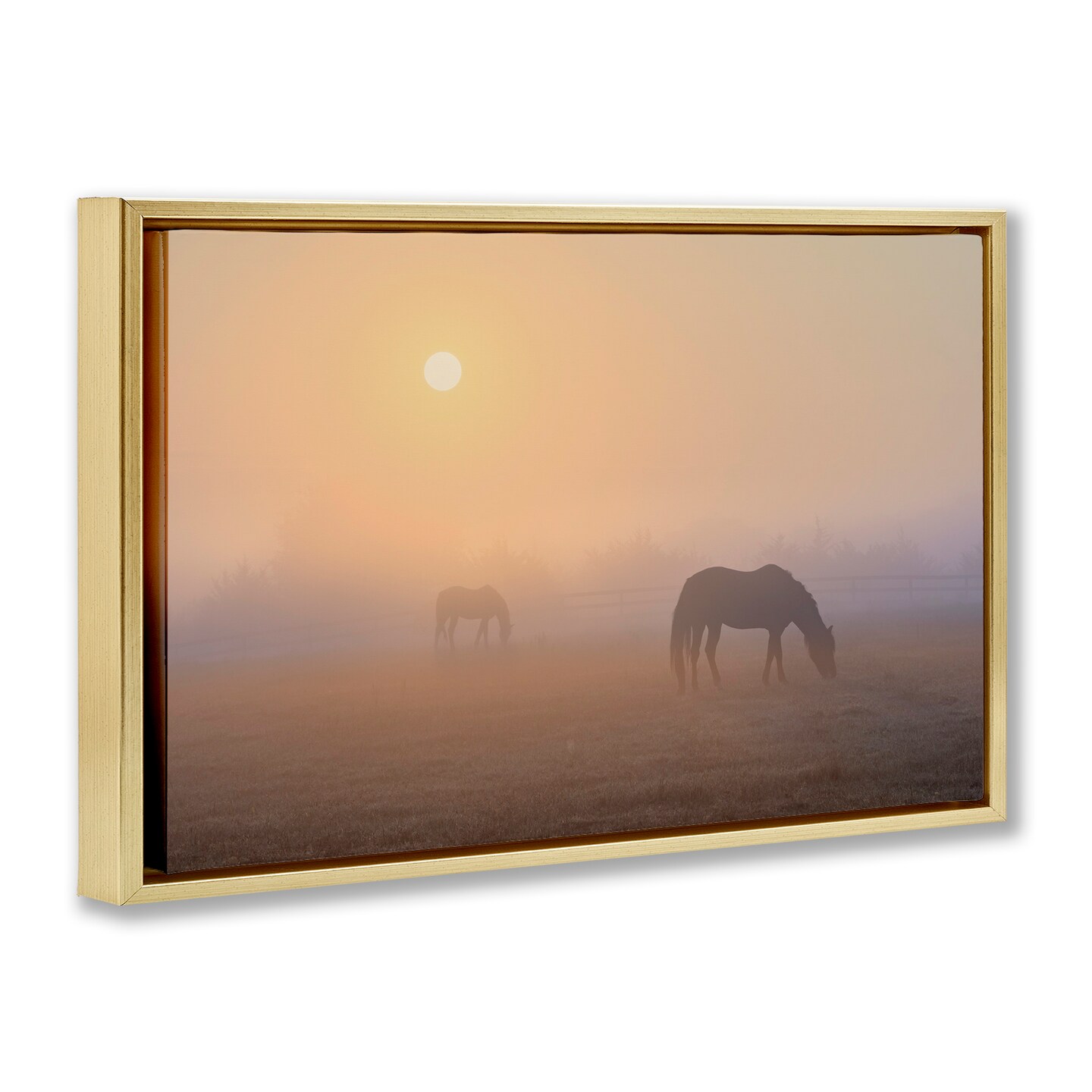 Stupell Industries Misty Sunlit Horses Framed Floater Canvas Wall Art Design by Marty Hulsebos