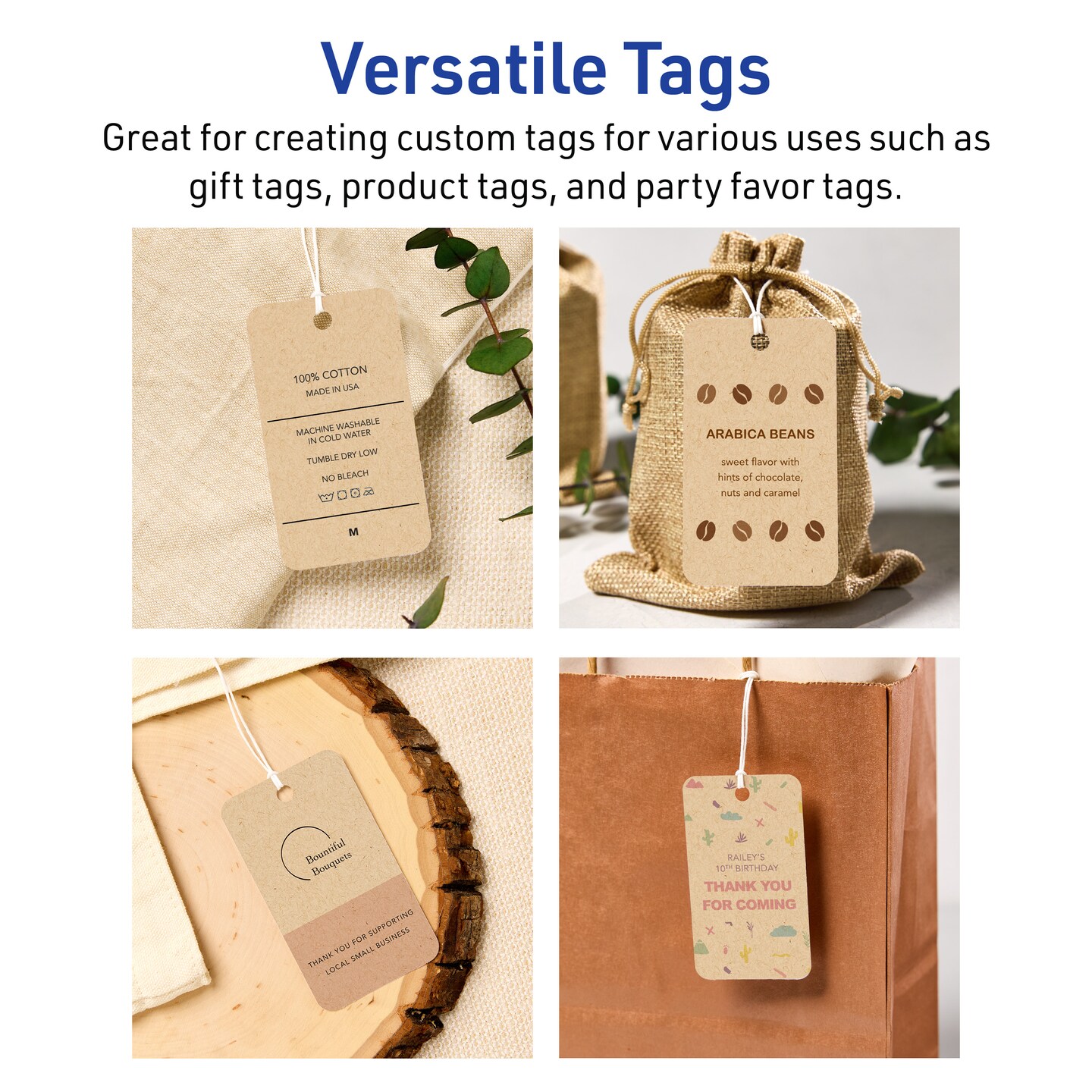 2&#x22; x 3-1/2&#x22; Rectangle Rounded Corners, Kraft Brown Printable Tags