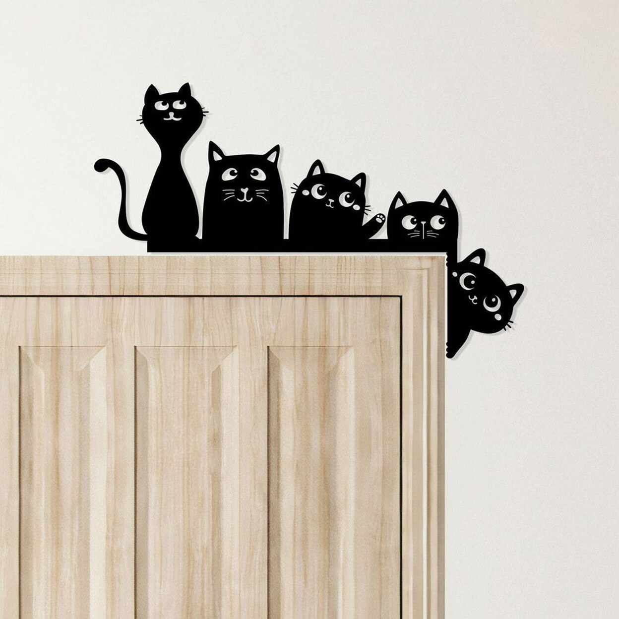 Halloween Black Cat Door Topper Wooden Door Corner Decor Charming Black Cat Theme Hone Office Festive Decor