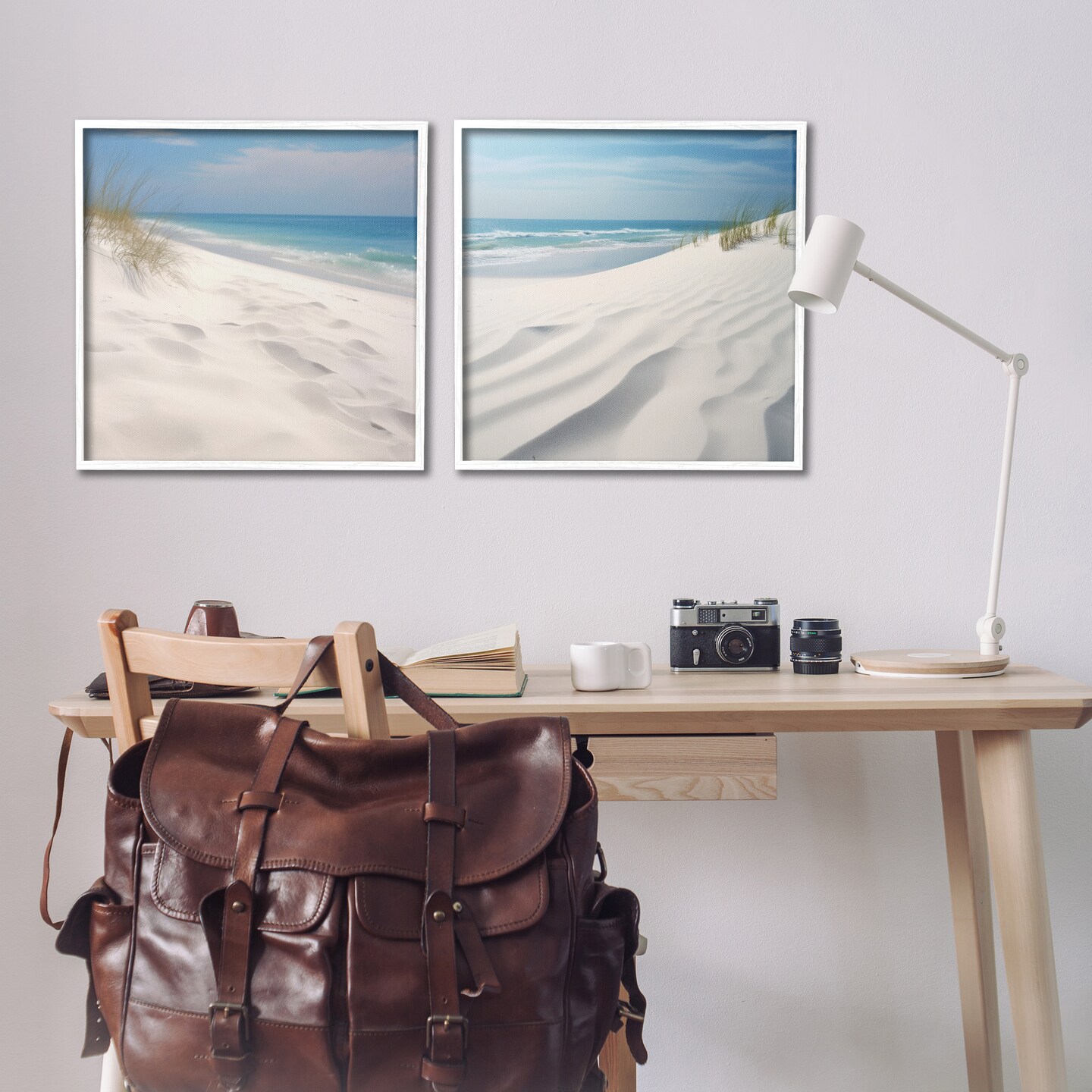Stupell Industries Serene Beach Sand Dune 2 pc Framed Giclee Wall Art Set Design by Lazar Studio