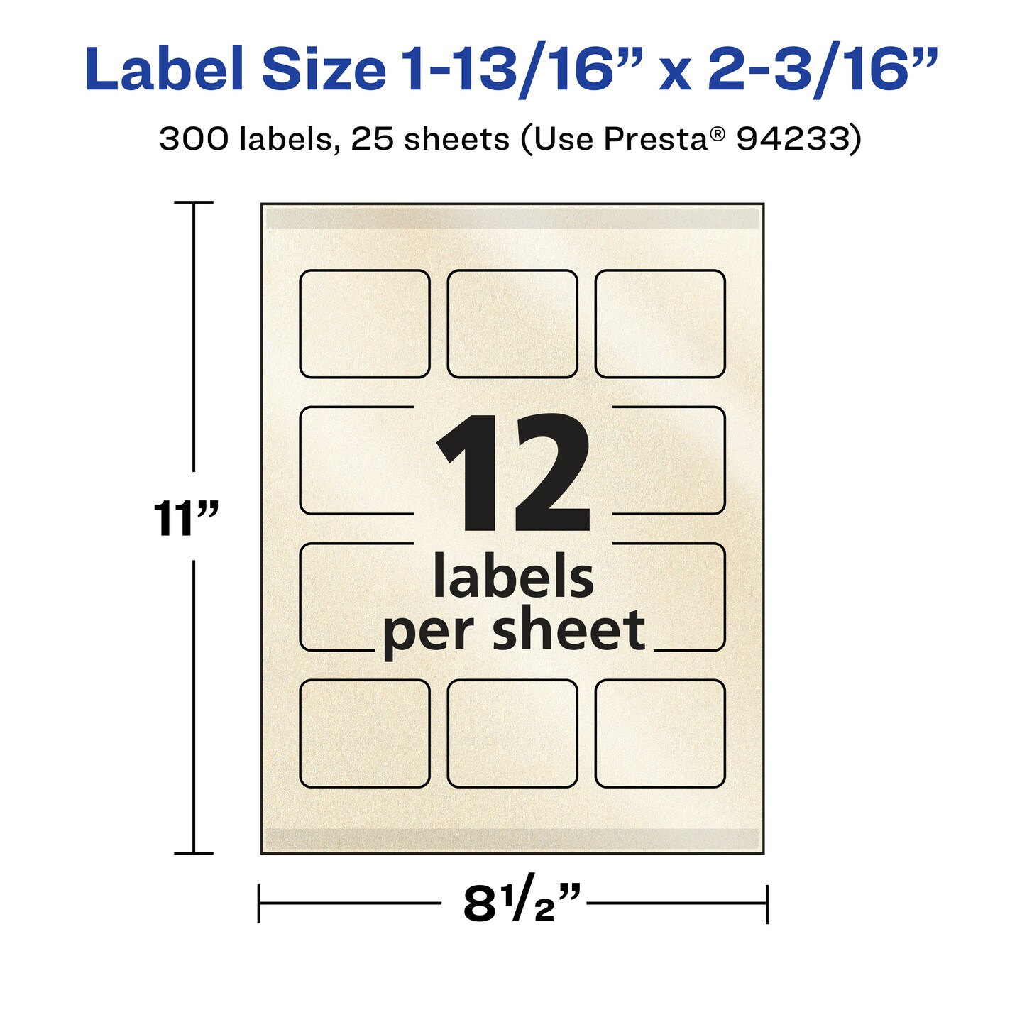 Avery Pearlized Ivory Rectangle Labels with Sure Feed Technology, Print-to-the-Edge, 1-13/16&#x22; x 2-3/16&#x22;
