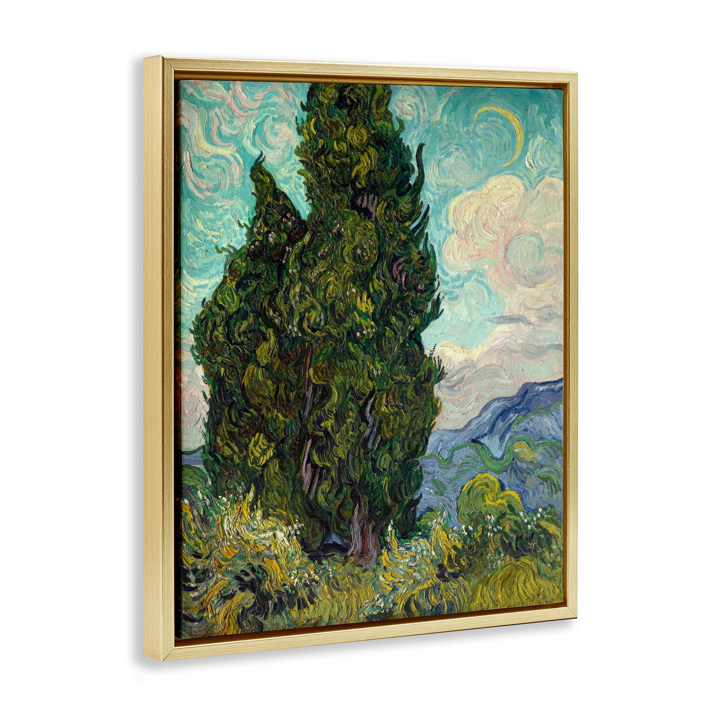 Stupell Industries Van Gogh Cypress Landscape Framed Floater Canvas Wall Art Design by one1000paintings