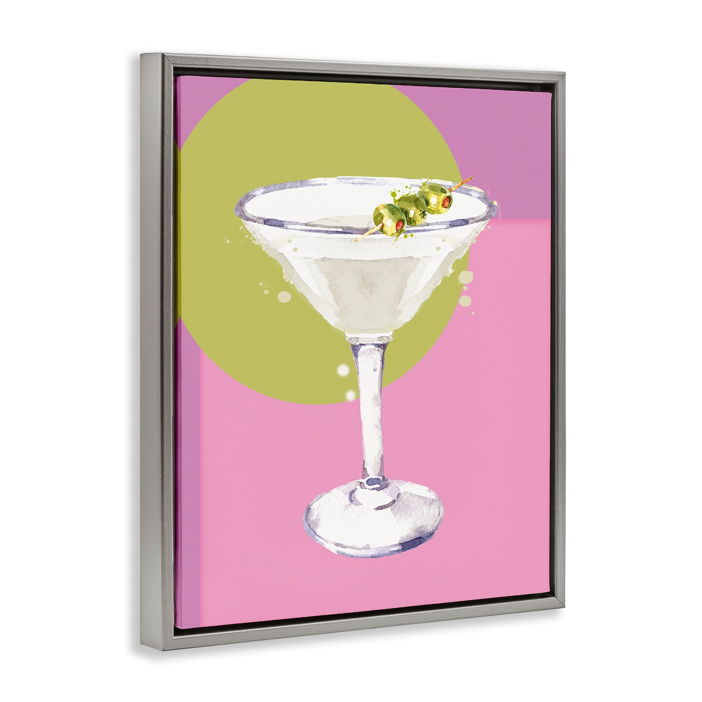 Stupell Industries Olive Martini Cocktail Framed Floater Canvas Wall Art Design by Susan Jill
