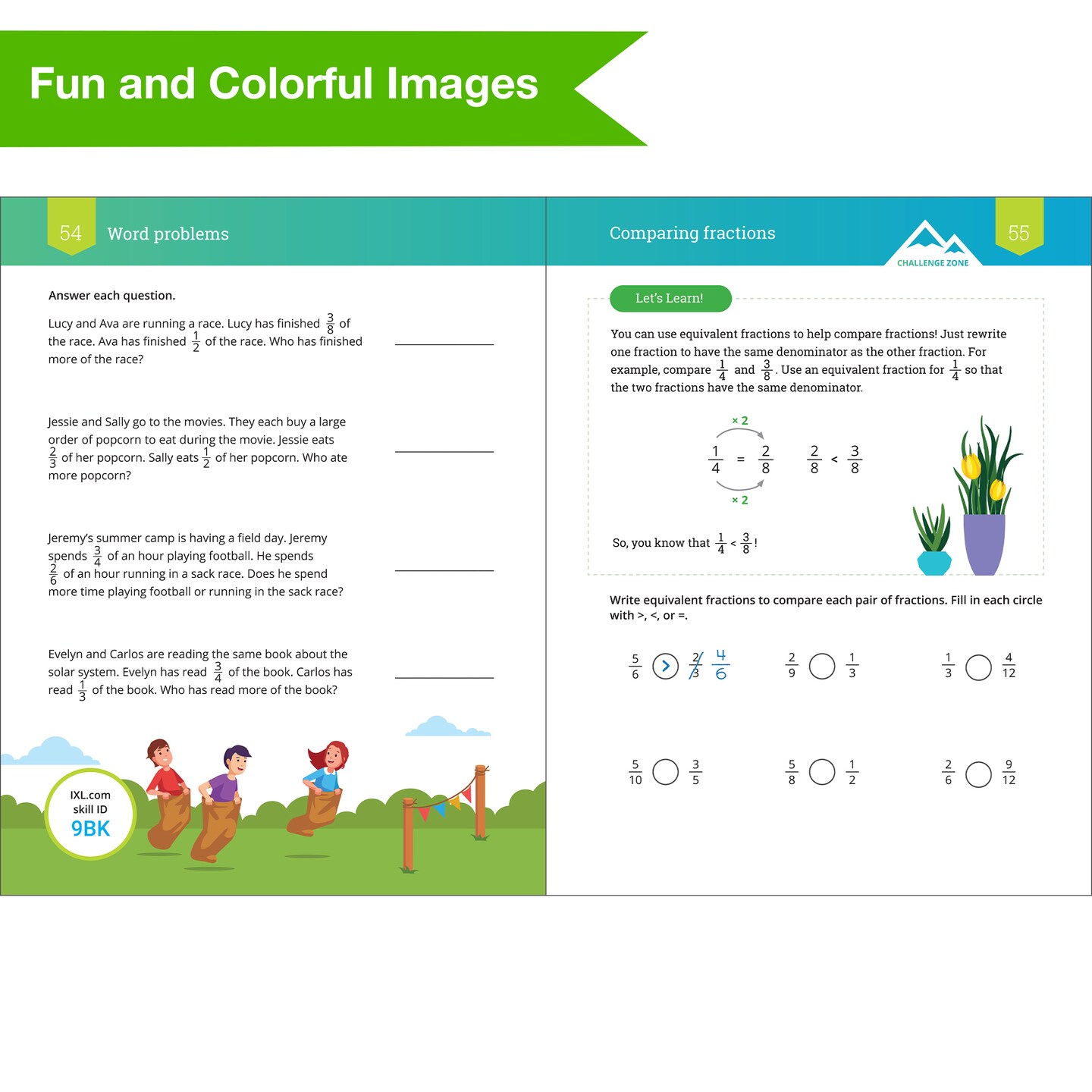 IXL Fractions 3rd Grade Math Workbook, Mathematics Book for Kids Ages 8-9 Covering Addition, Subtraction, Multiplication, Division, and Comparing With Part and Mixed Numbers