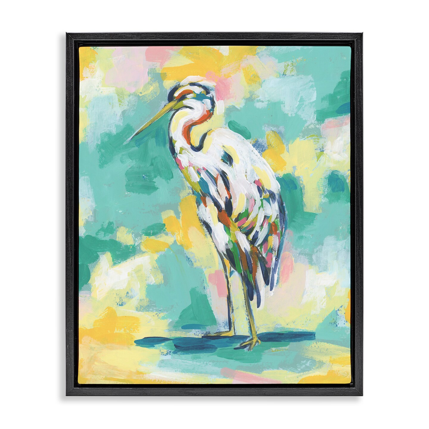 Stupell Industries Blue Modern Crane Framed Floater Canvas Wall Art Design by Michael Willett