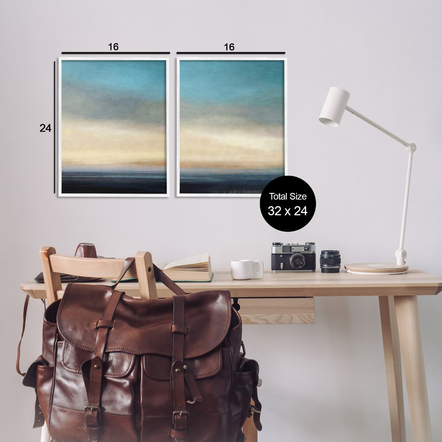 Stupell Industries Calm Tranquil Sea horizon 2 pc Framed Giclee Wall Art Set Design by Suzanne Nicoll