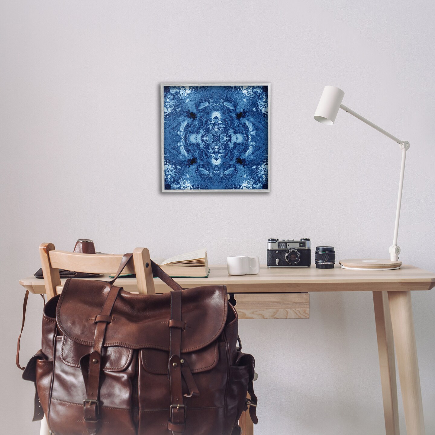 Stupell Industries Blue & White Mosaic Framed Giclee Wall Art Design by El Perkin