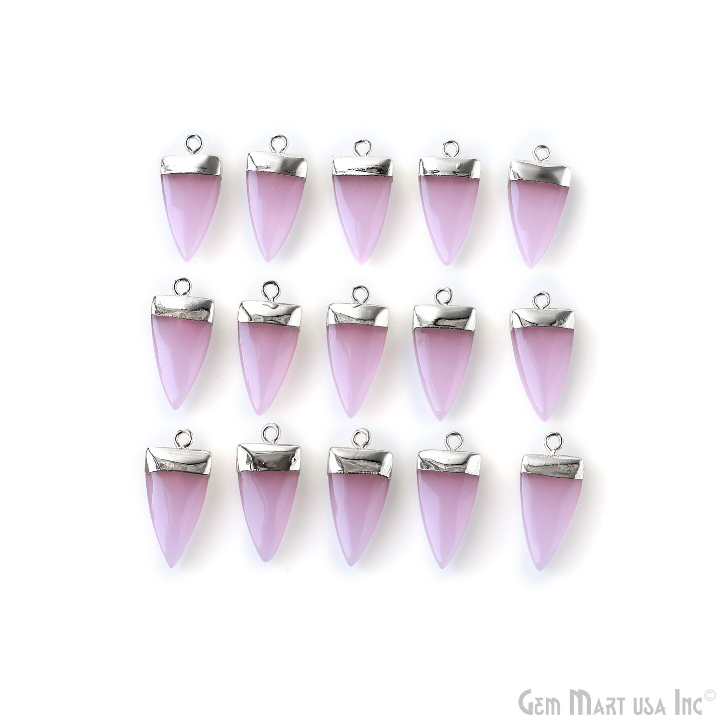 Triangle Pendant, Silver Electroplated Single Bail 24x10mm, Gemstone Connector Charm, GemMartUSA (50793)
