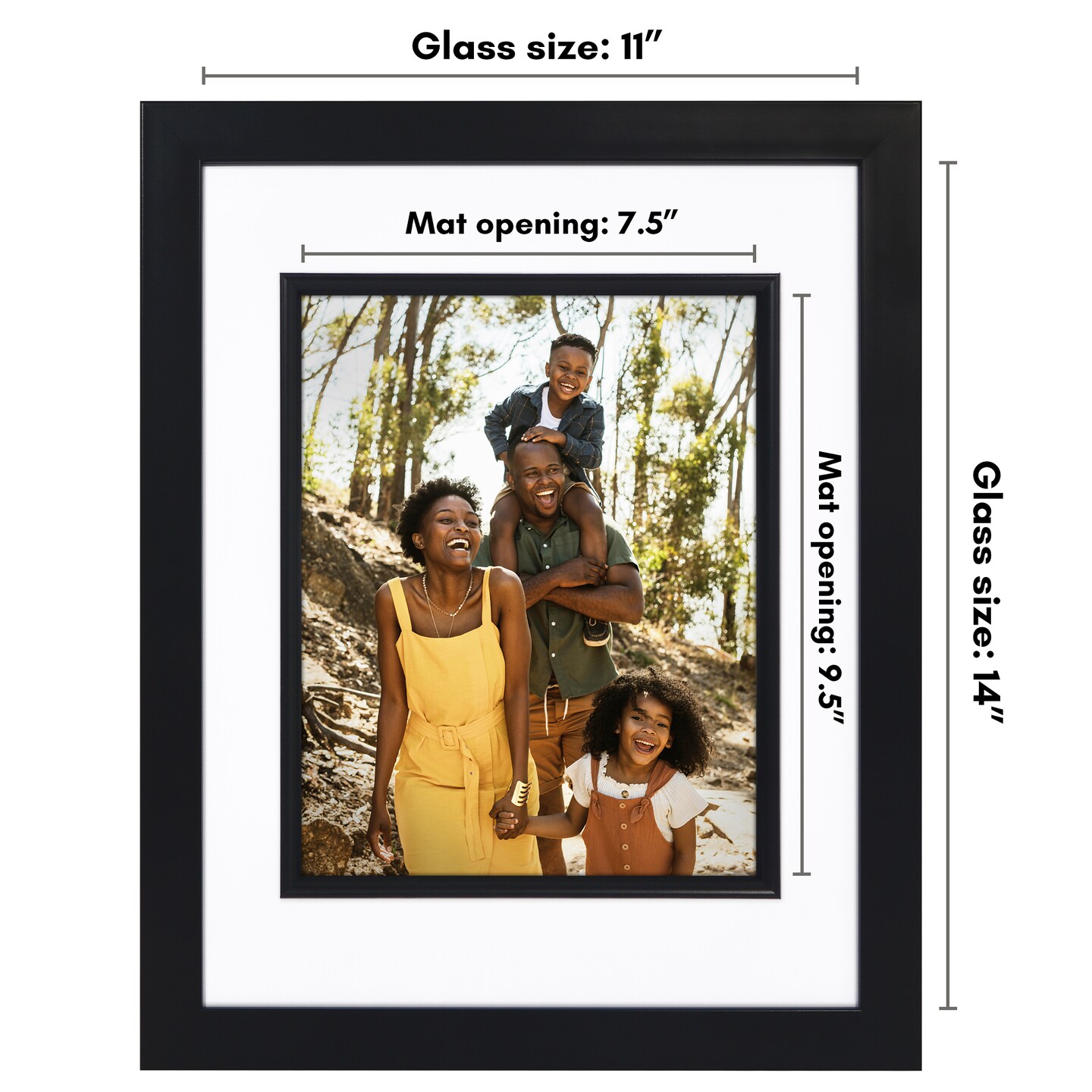 Americanflat 11x14 Picture Frame with Decorative Inner Mat Accent - Use as 8x10 with Mat or 11x14 without the Mat - Statement Frame with Shatter-Resistant Glass