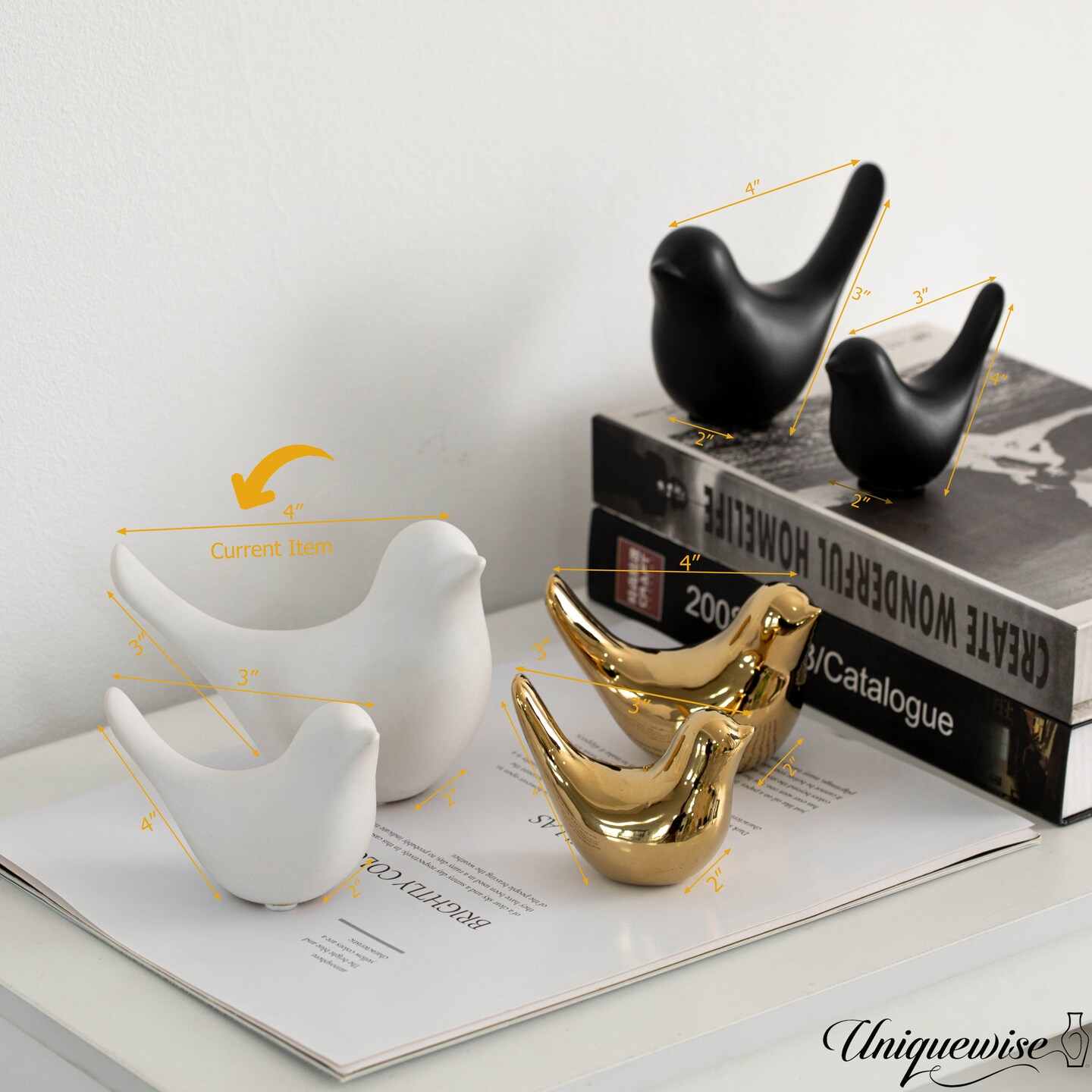 Uniquewise White Ceramic Bird Statue